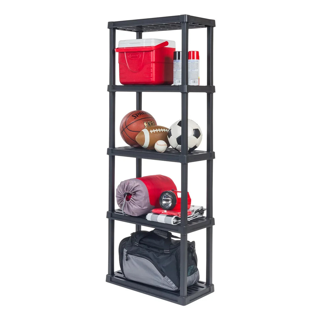 Storage Shelf 5 Plastic Black lb. Rack 200 Capacity, -Tier USA IRIS Total with