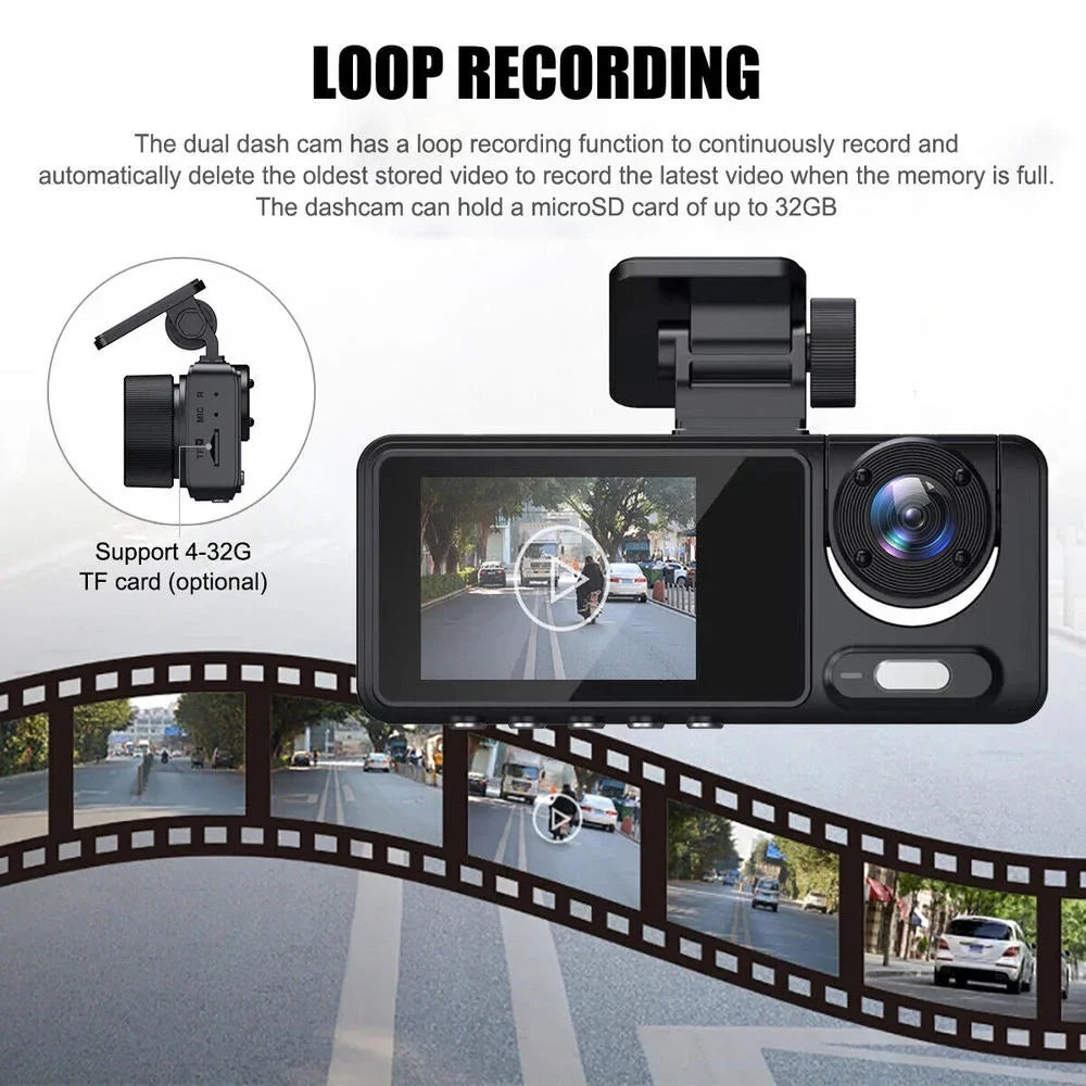 Camera Front & Recorder Car Cam Dash Camcorder Vision Night DVR Inside HD 1080P