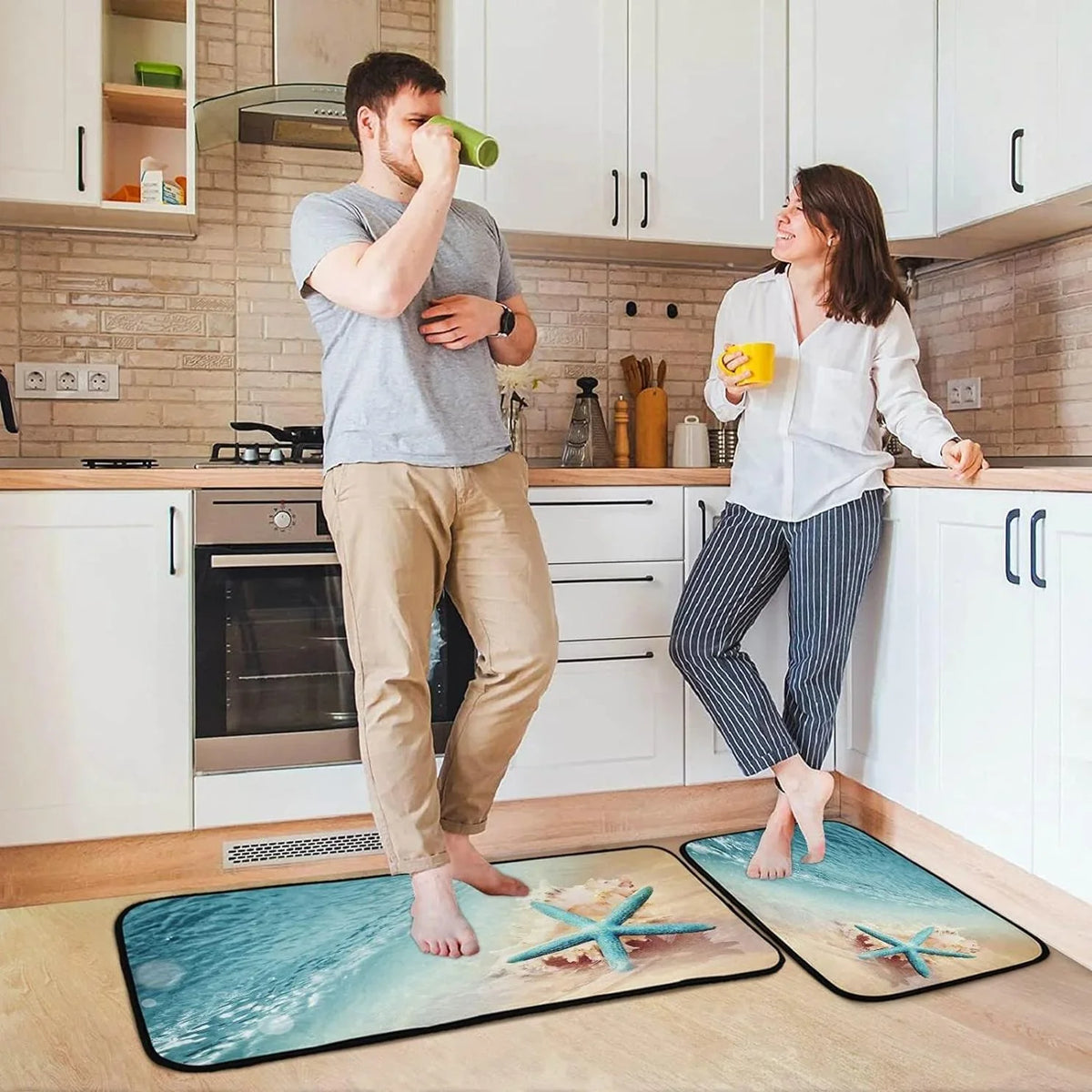 Carpet 19.7"x27.6" Room for Wave Entryway, Perfect Runner Bedroom Sea Starfish Living + and 19.7"x47.2" Summer Conch Kitchen Beach Washable Bestwell Mats Floor Rugs, Rug Area
