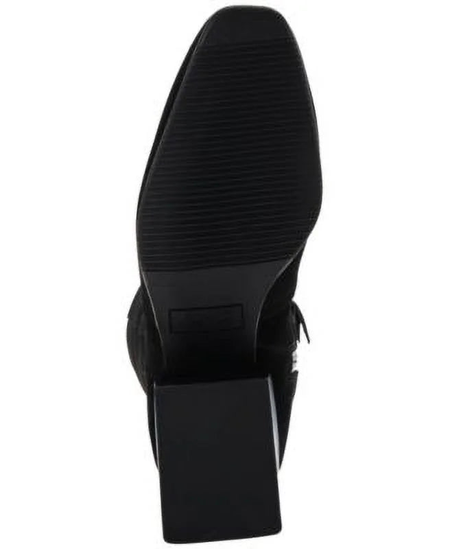 Black Square Cushioned Heel Boots Shoes Tori Goring 10 AQUA COLLEGE M Dress Zip-Up Stacked Toe Waterproof Womens