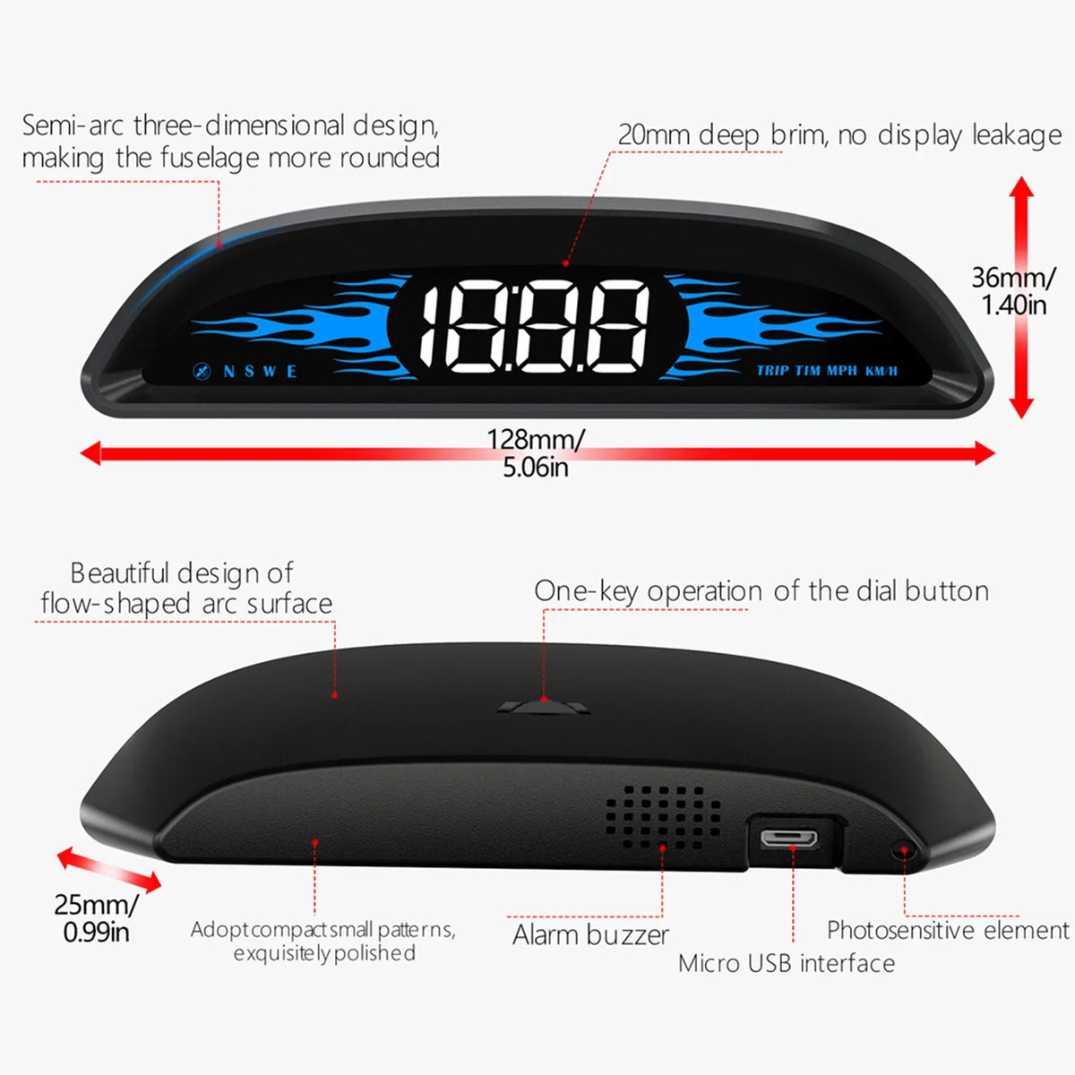 GPS Display Screen GPS Digital with Overspeed Dual Speedometer Alarm Vehicle Navigation System Display Walmeck Speed/Time/Direction/Mileage Alarm Fatigue Car Head-up Driving