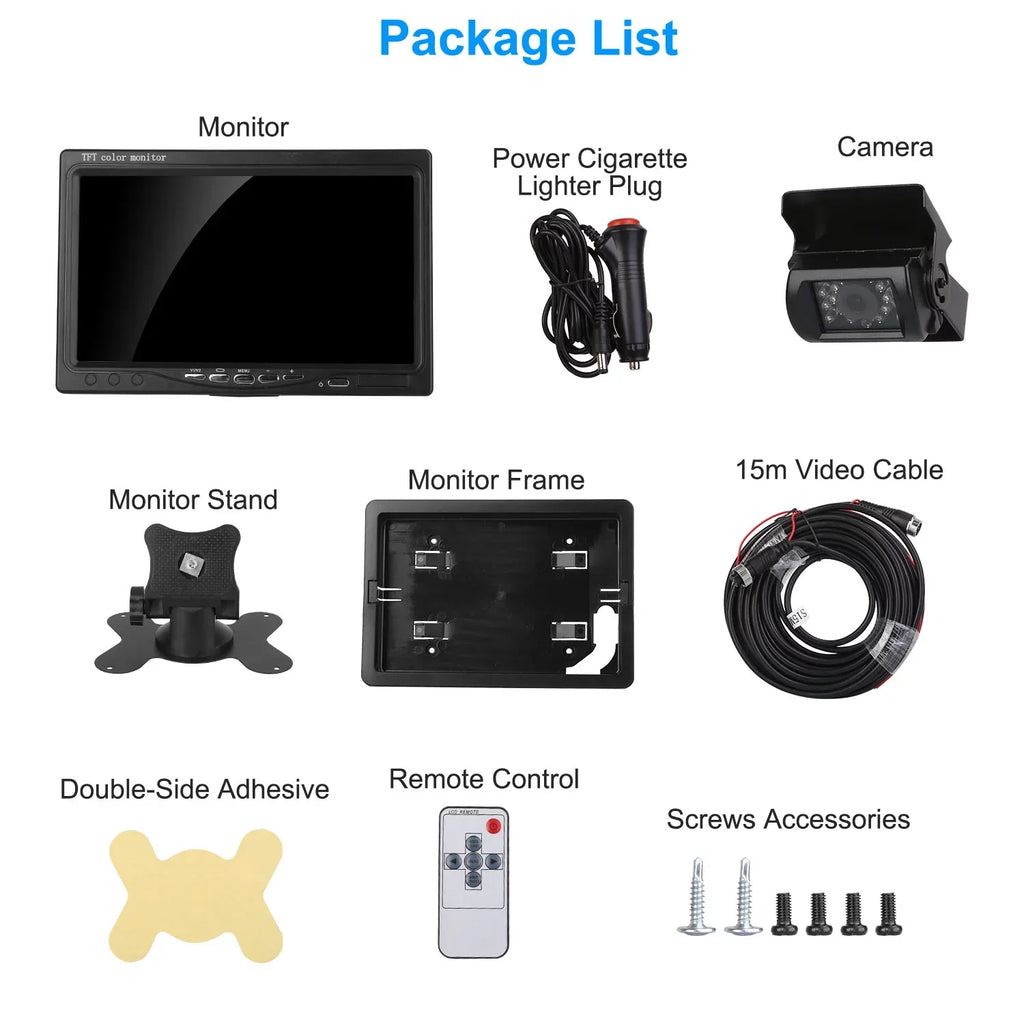 with Trunk Parking Waterproof SUV Parking Reverse Night Vision Reverse Camera, 7In Vehicle Car System Reverse Rearview System, Car Van Camera, Car Backup IP67 Monitor for