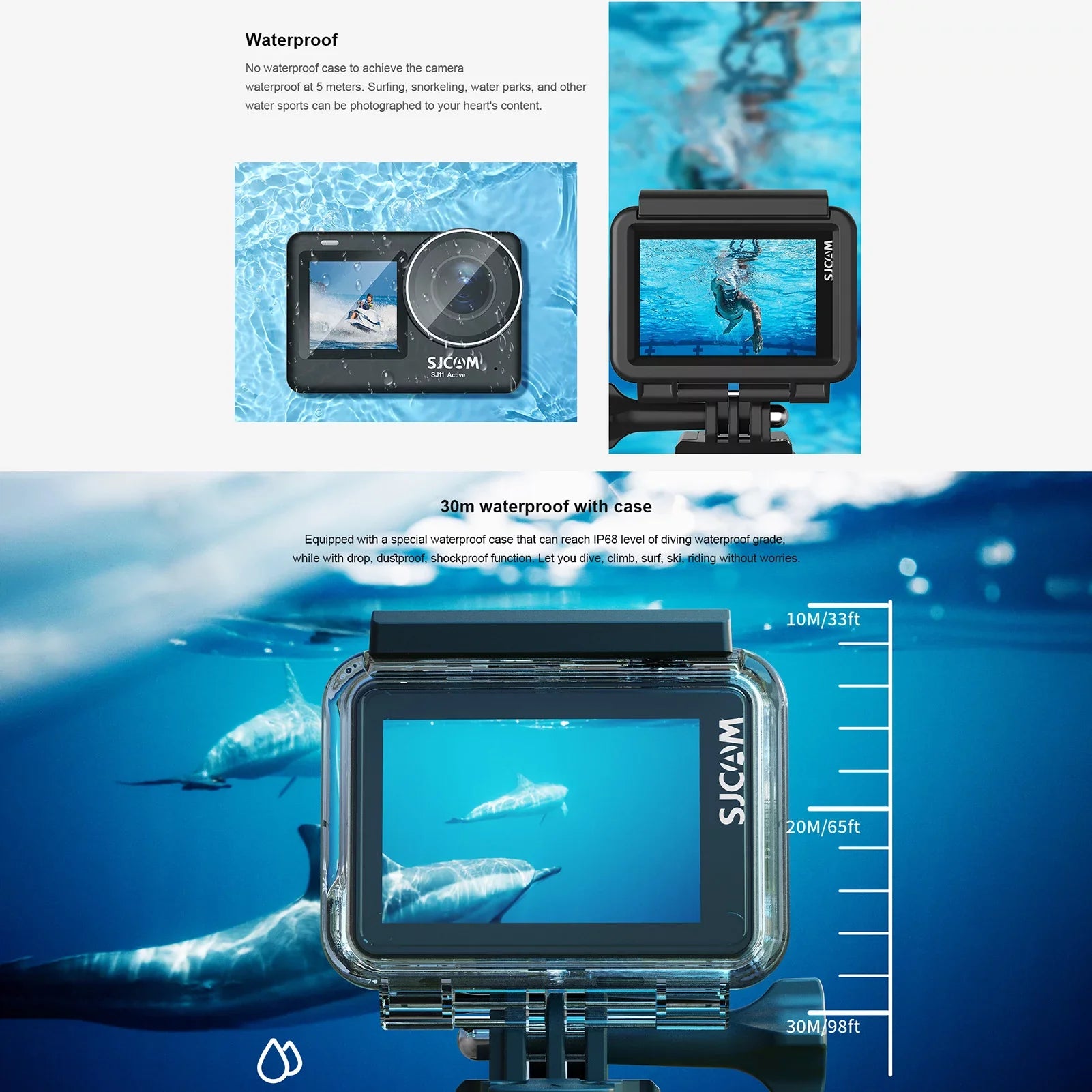 Case with Supports 20MP, Camera SJ11Active Screen, Mini Live Dual Anti-Shake, and Waterproof, Waterproof Comes - Streaming, Action Adapters