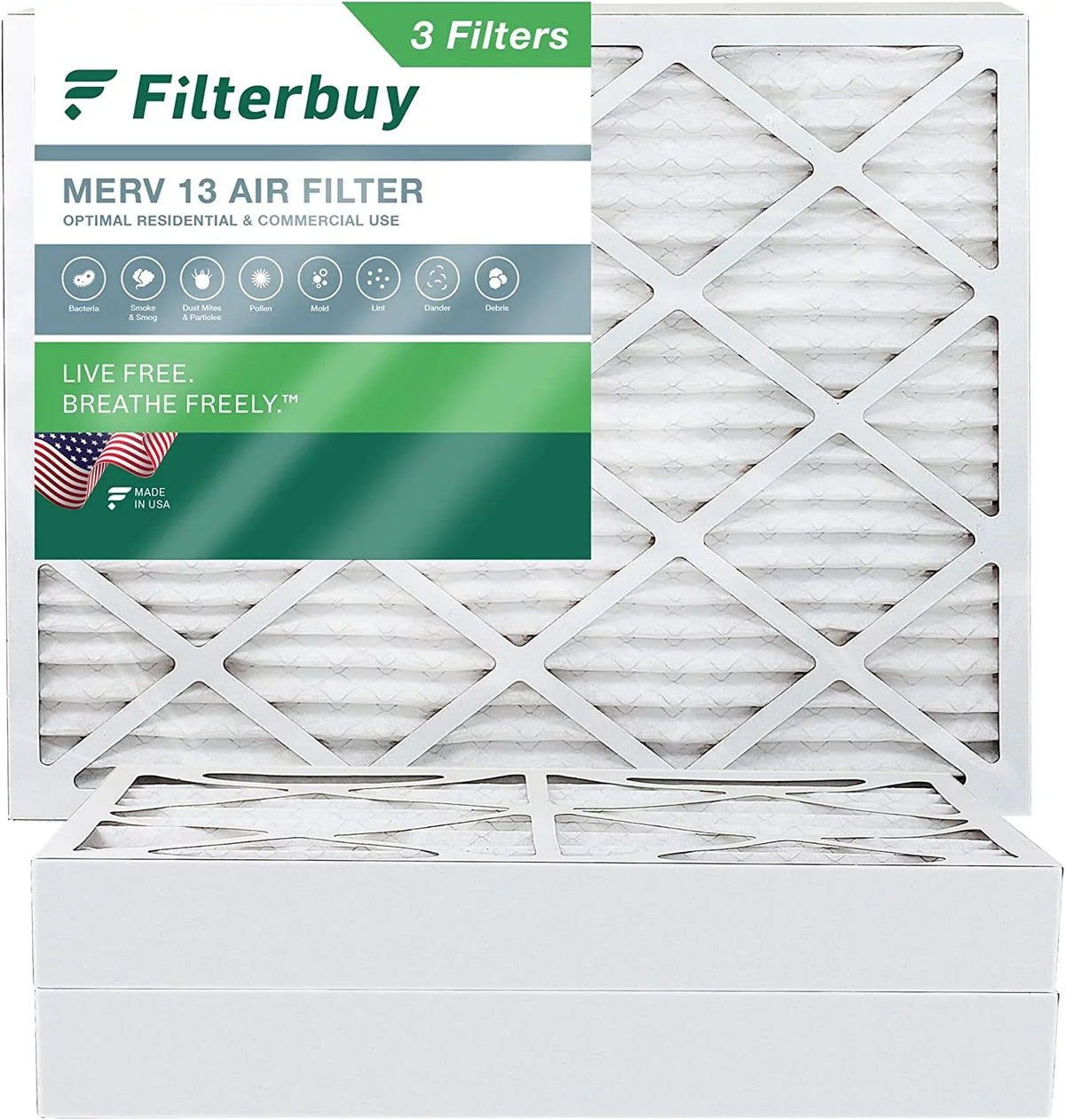 Air Filterbuy 16x20x4 HVAC AC Filters Furnace (3-Pack) 13 MERV Pleated