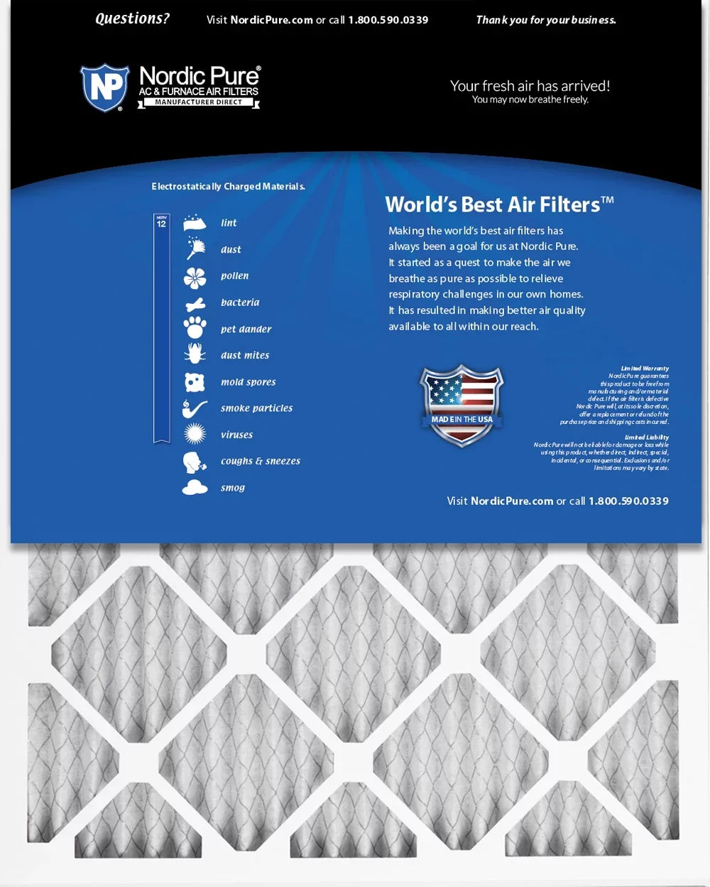 Pack Filters 12 MERV 16x25x1 (15_1/2x24_1/2) 6 Air Pleated