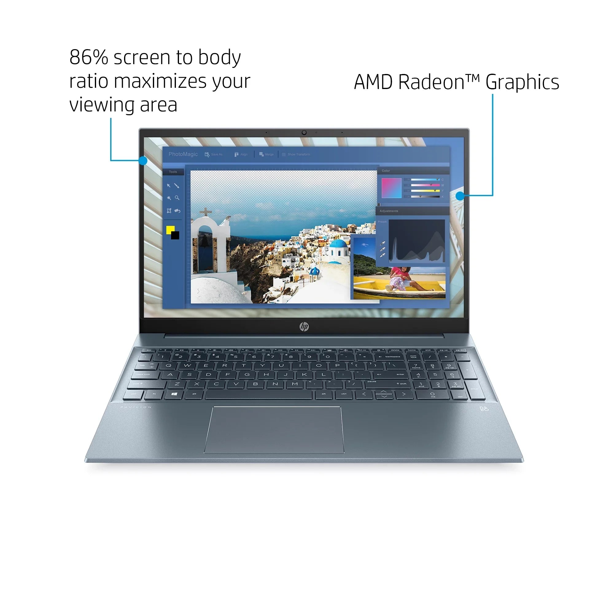 Horizon Blue, 8GB 15.6" Windows 11, SSD, Pavilion Ryzen HP RAM, 15-eh1070wm 7-5700U, AMD FHD, 512GB