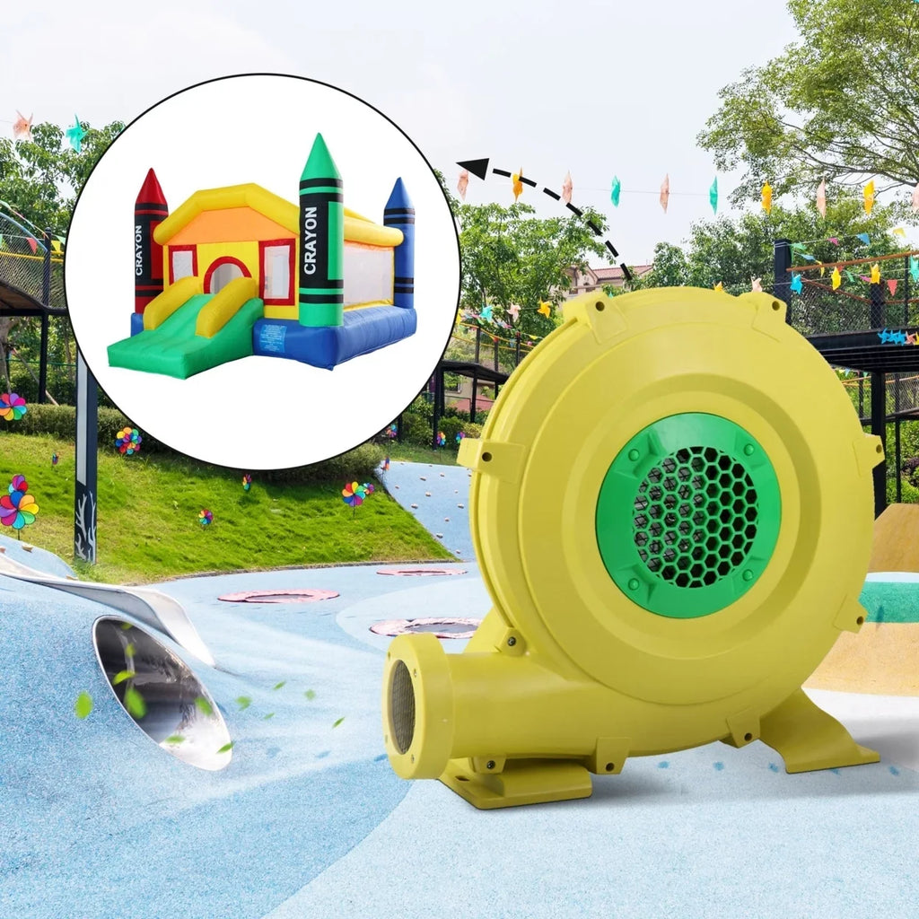 Outdoor Safe, Indoor Pump for Slides, Blower, - Fan Inflatable Yellow Green Portable Water Castle, Bounce Air and