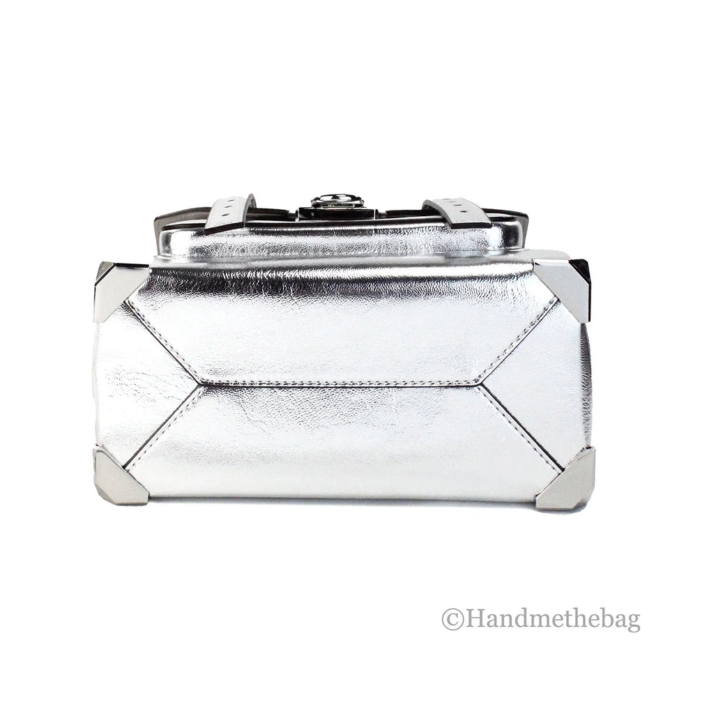Michael Leather Medium Silver Handle Manhattan Top Bag Kors Satchel