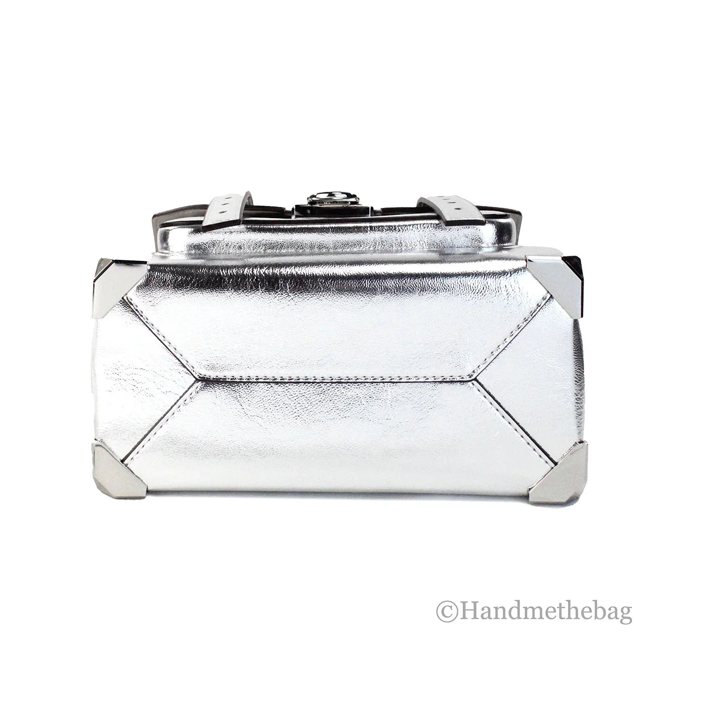 Michael Leather Medium Silver Handle Manhattan Top Bag Kors Satchel