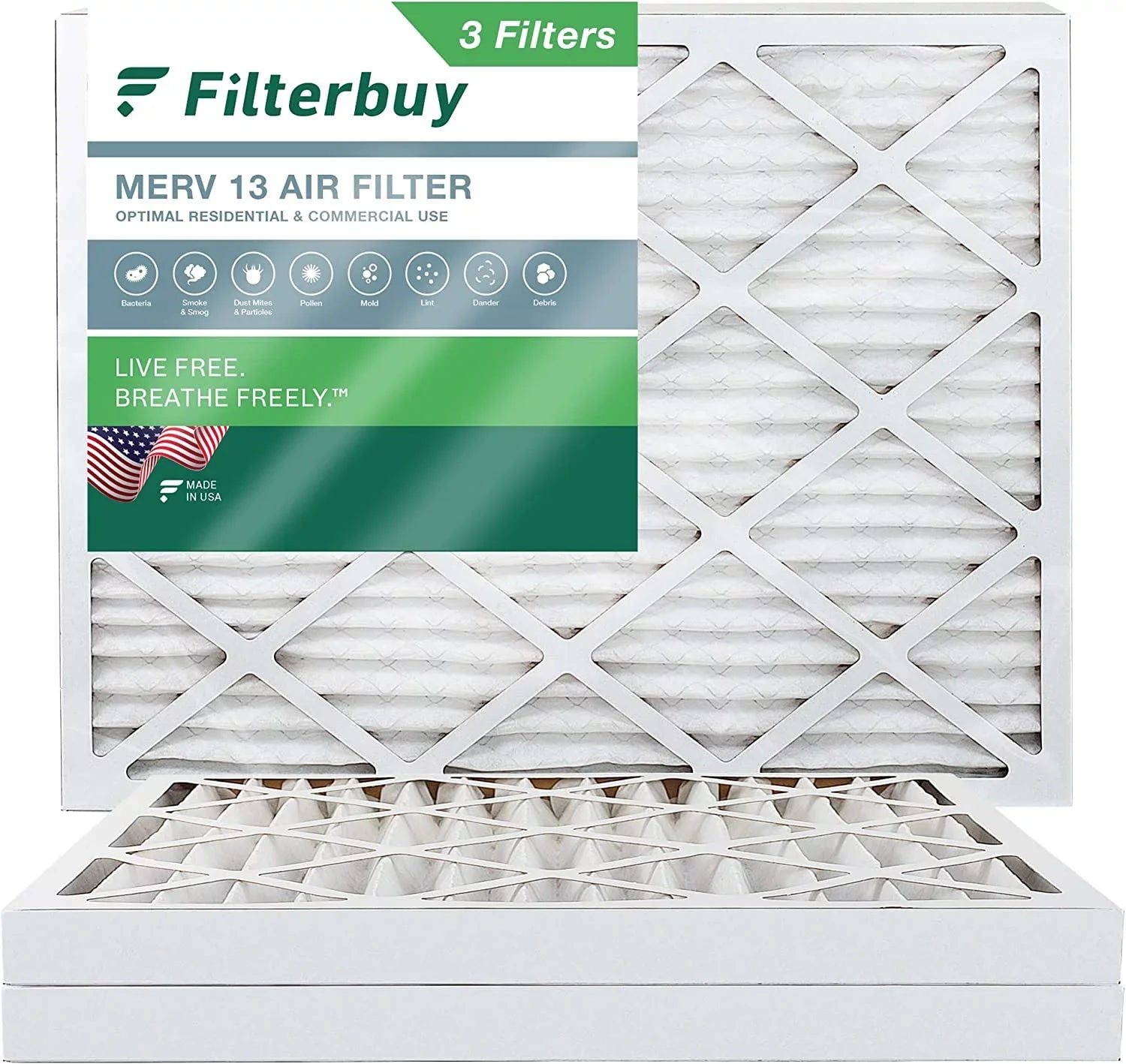 Pleated HVAC (3-Pack) Filters Air MERV AC 20x25x2 Filterbuy 13 Furnace