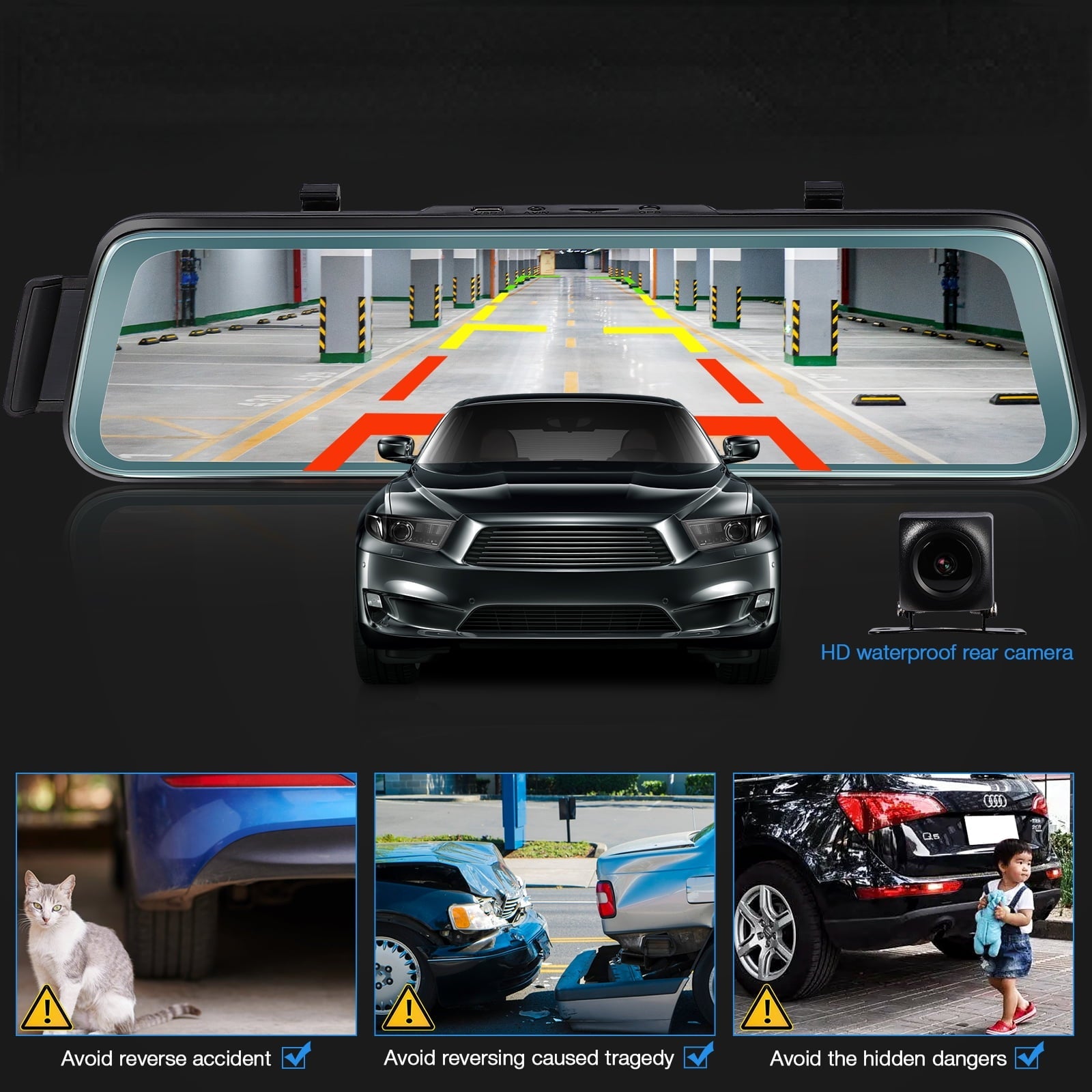 Dash Car Backup Recorder Camera Cheefull and Backup Dash Recorder Vehicles Front Monitor 1080P Camera Camera SetCamera Driving Rear 1