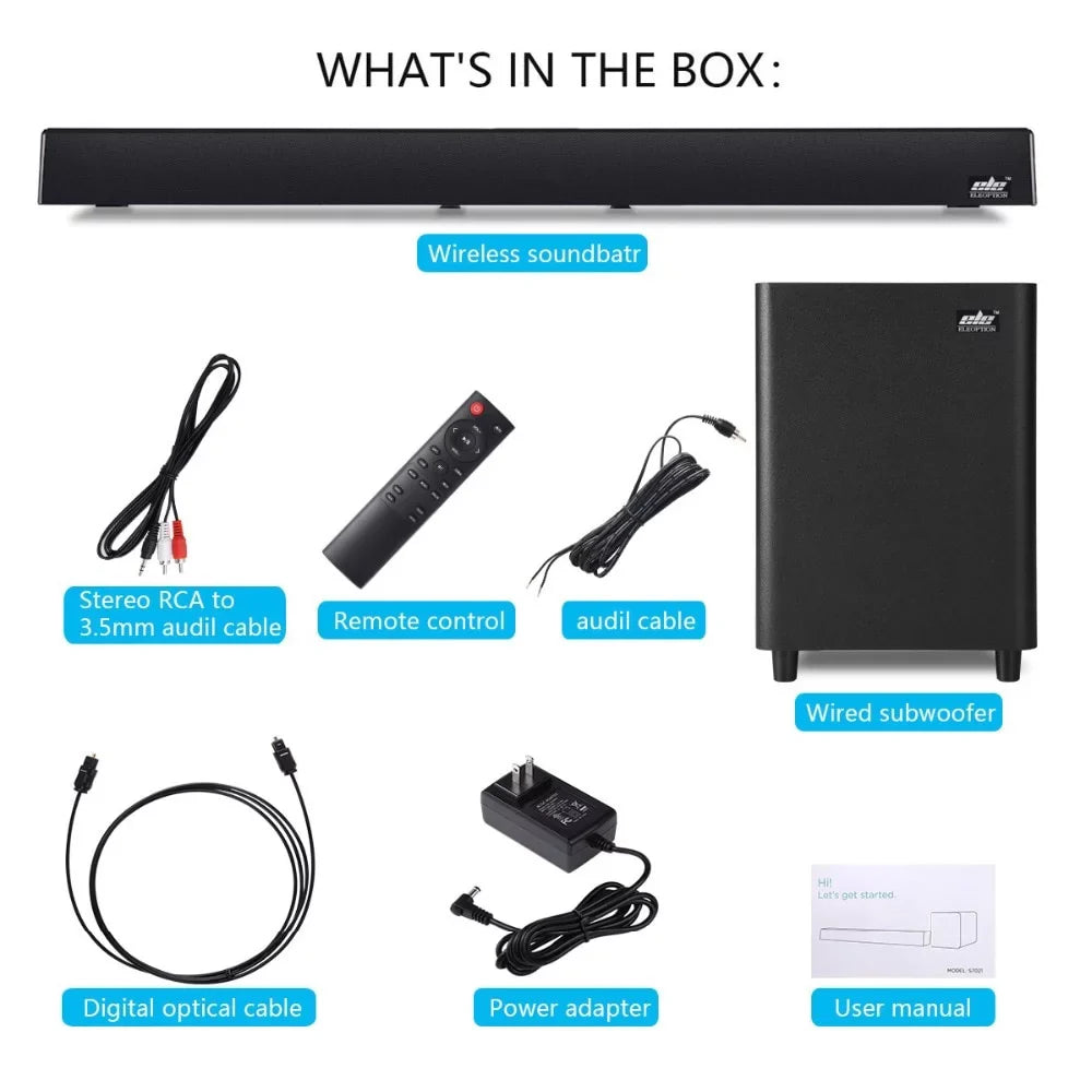 120W System Mount 2.1 Wireless Theater Home Sound SoundBar Bluetooth Wall Control TV 3D Bar Surround SHANNA Speaker Remote