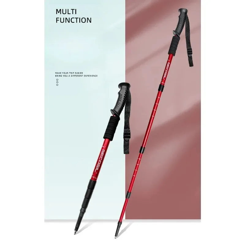 Aluminum Bastão Absorber Alloy Walking Trekking Walking Teleskopic Hiking De Stick Ultralight Stick Poles Cane Alpenstock