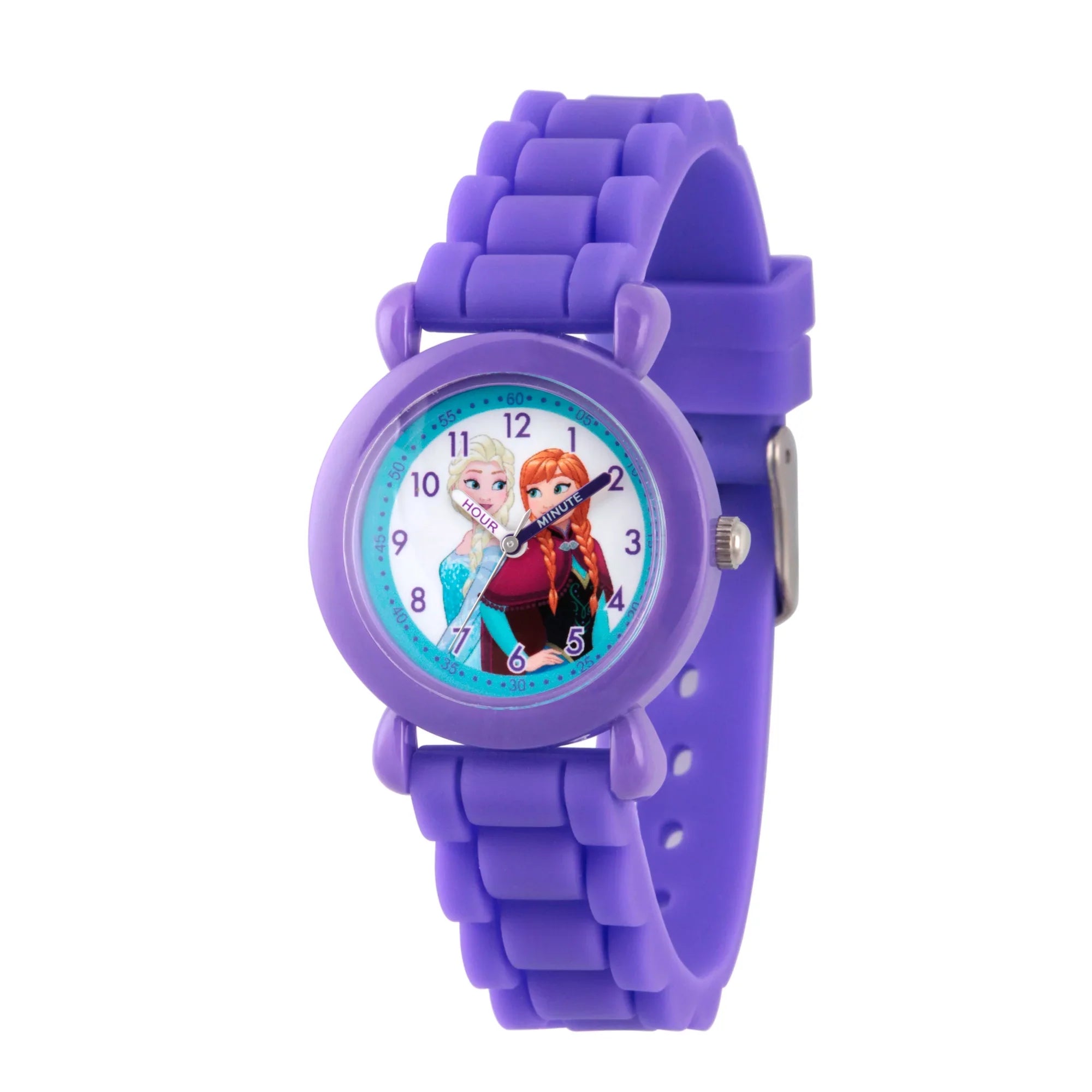Anna Frozen and Purple Teacher Elsa Time Girls' Plastic Silicon Strap Watch, Purple