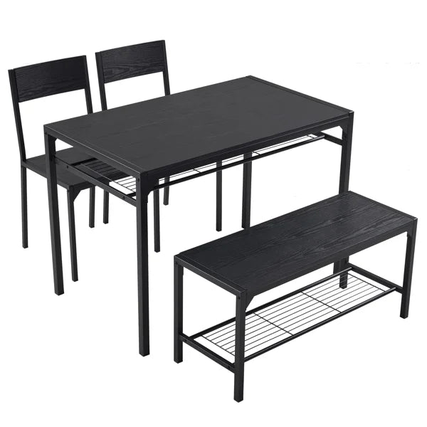 ALFRESCO for Includes Black 4 Small Chairs, Dining Bench, 4-Piece 2 1 Ideal - Table Set for Spaces