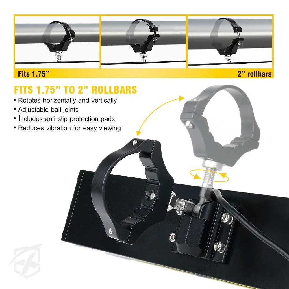 Mirror Dome Xprite fits Lights Rollbars 9" Integrated Aluminum UTV 2" - w/ LED 1.75" Rear View