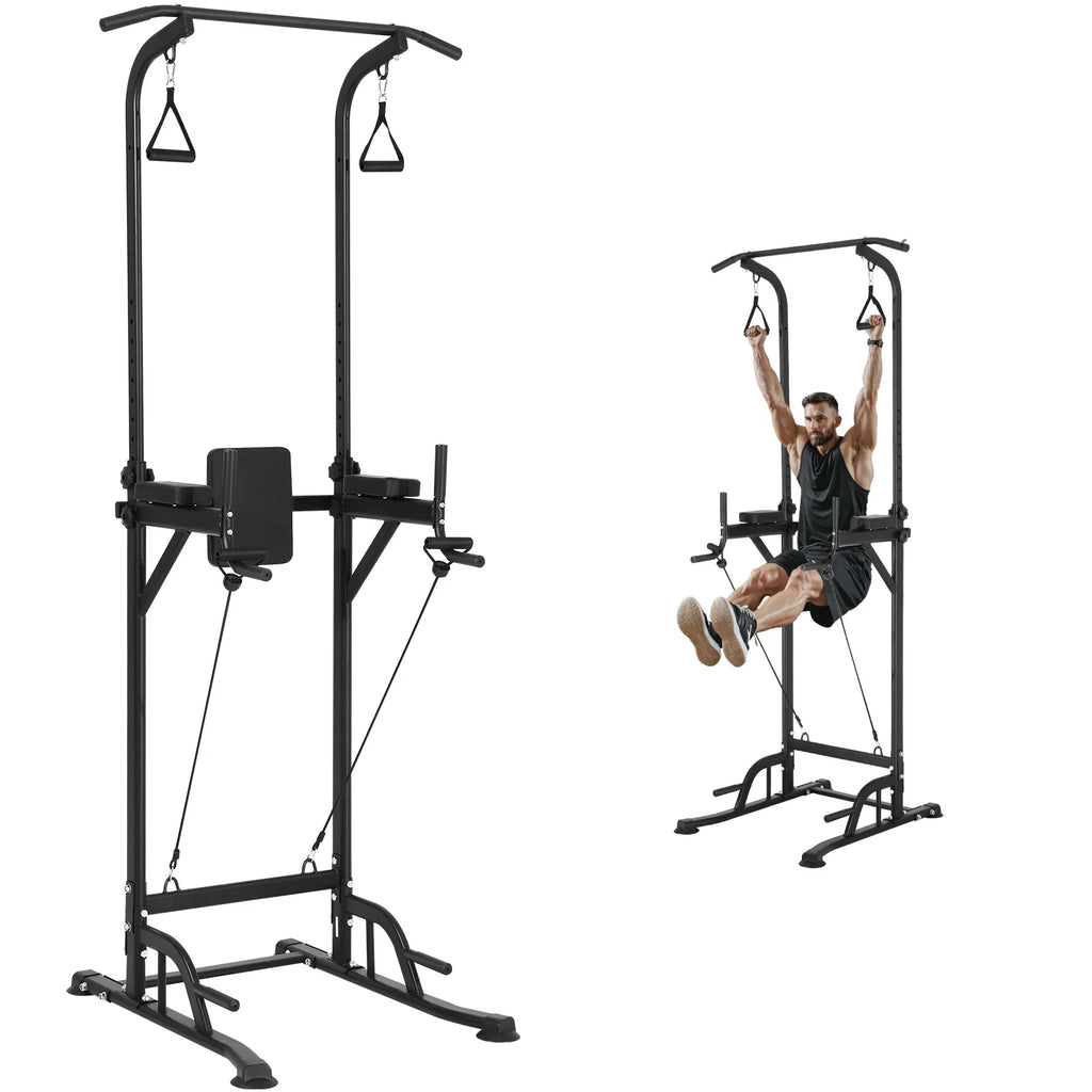 Stand Elbow for Carbon Power Equipment Tower Up Strength Training Workout Adjustable Backrest Station, Heavy Rack Power Frame Height SKYSHALO Fitness Pull Pad, Dip Home w/ Bar Steel Duty