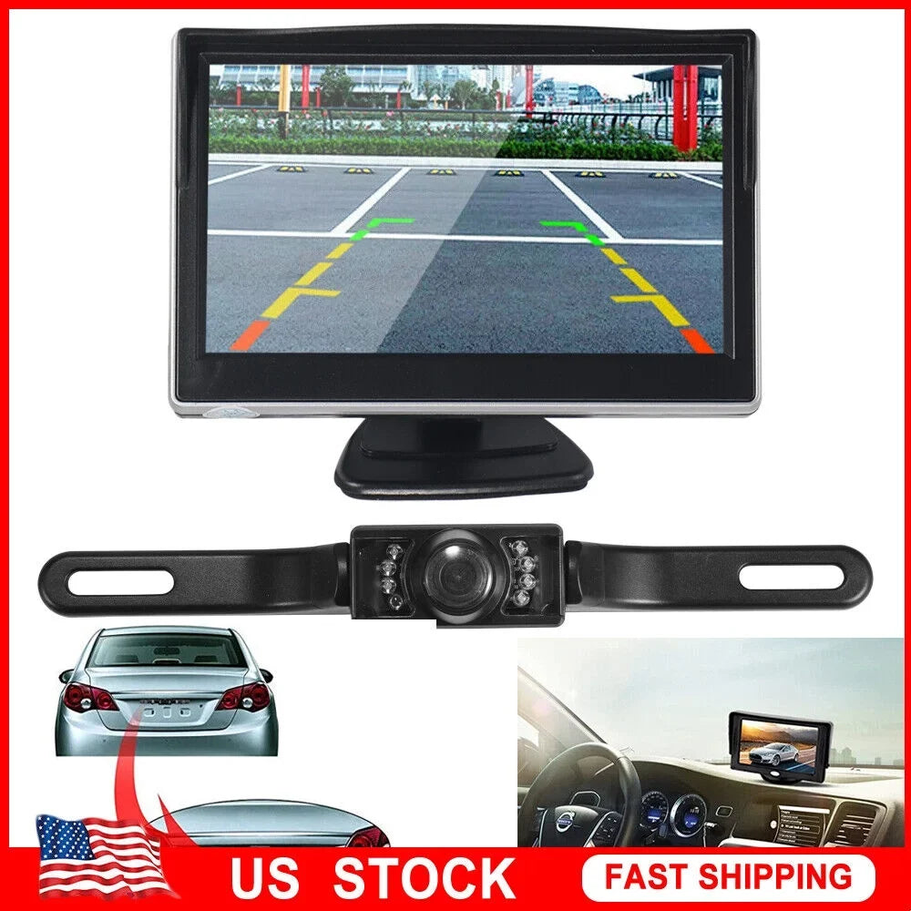 Monitor 5" Night Backup Paddsun Rear Waterproof View Vision Wireless HD Kit Camera Car