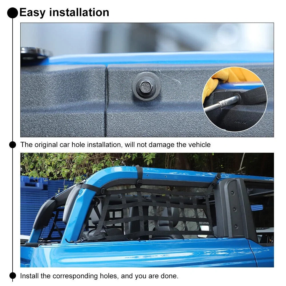 Net Teledu Mesh Side 2x Door Restraint Cargo 21+2 Protective Rear Trunk