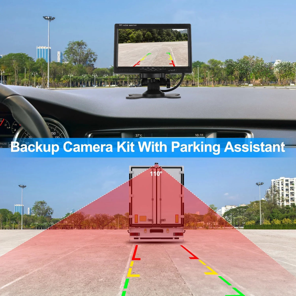 with Trunk Parking Waterproof SUV Parking Reverse Night Vision Reverse Camera, 7In Vehicle Car System Reverse Rearview System, Car Van Camera, Car Backup IP67 Monitor for