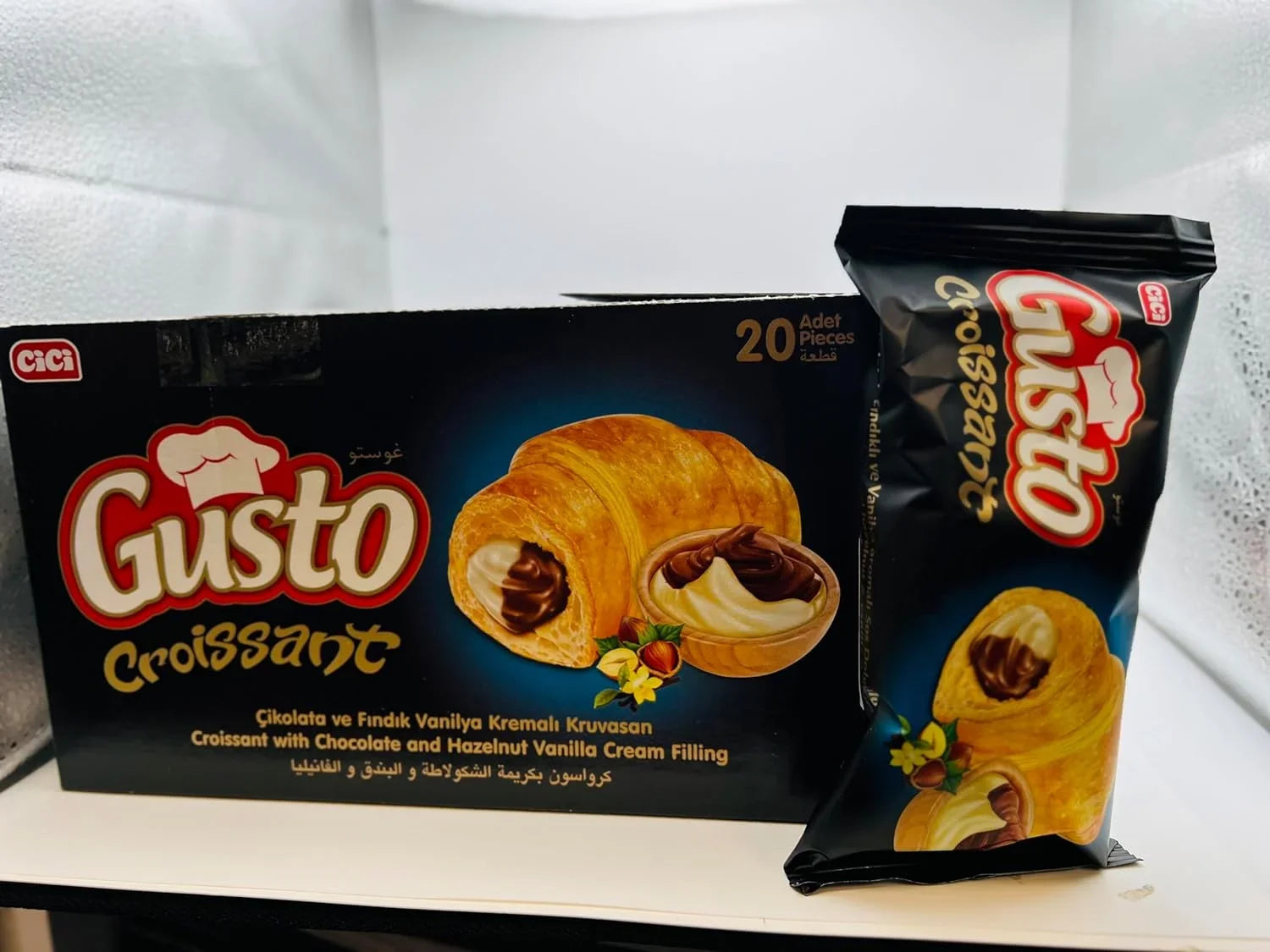 Soft Hazelnut Cream Croissant Go Vanilla 20) Snack And Chocolate The Of Wrapped On Gusto With Individually Filling, Croissant Pastry, (Pack Breakfast