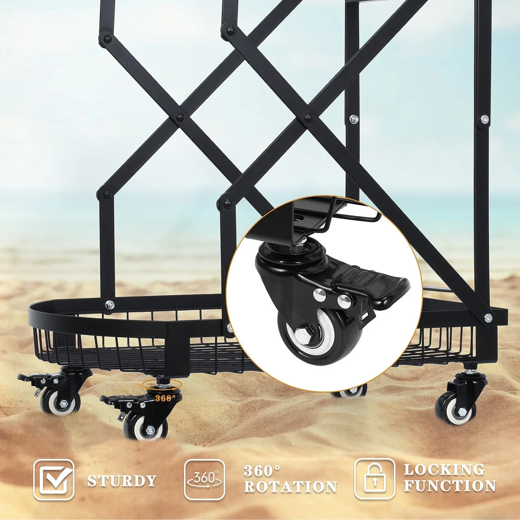 Trolley Storage 2-Tier Metal Utility Cart, Rolling Multifunction