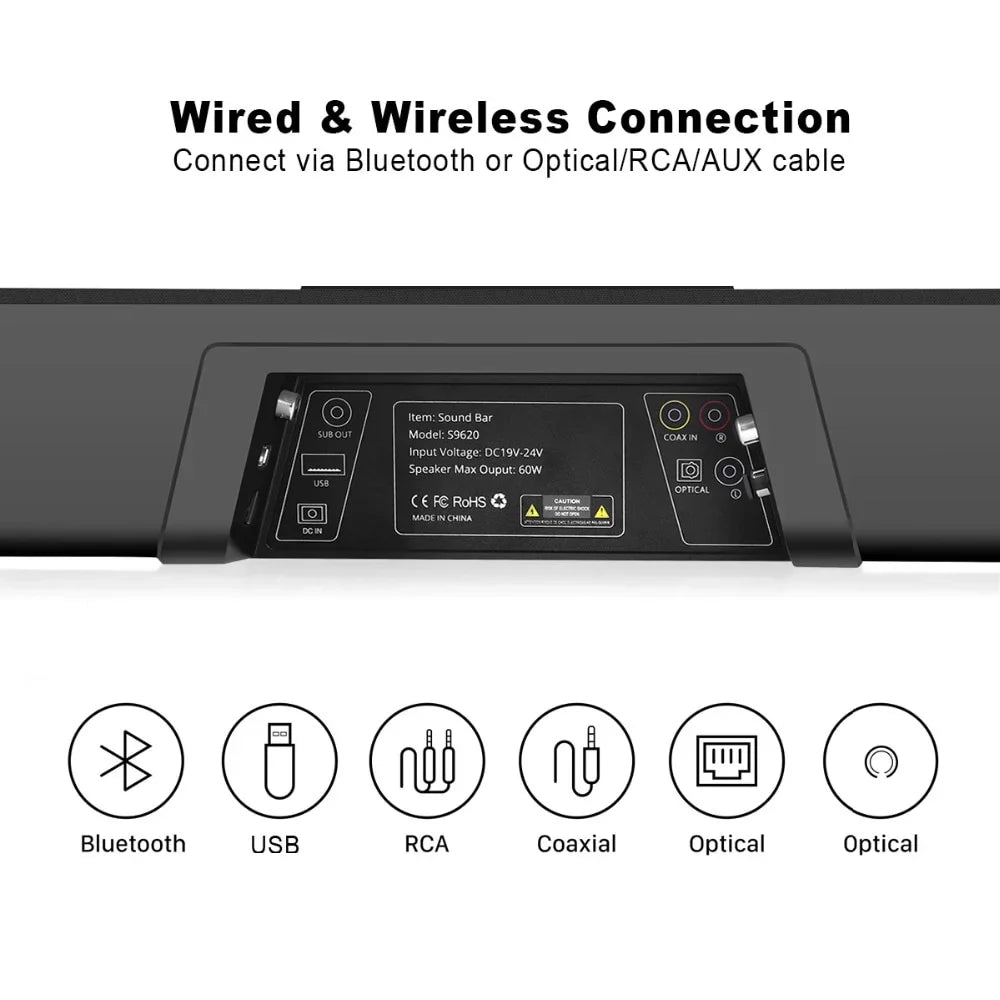 120W System Mount 2.1 Wireless Theater Home Sound SoundBar Bluetooth Wall Control TV 3D Bar Surround SHANNA Speaker Remote