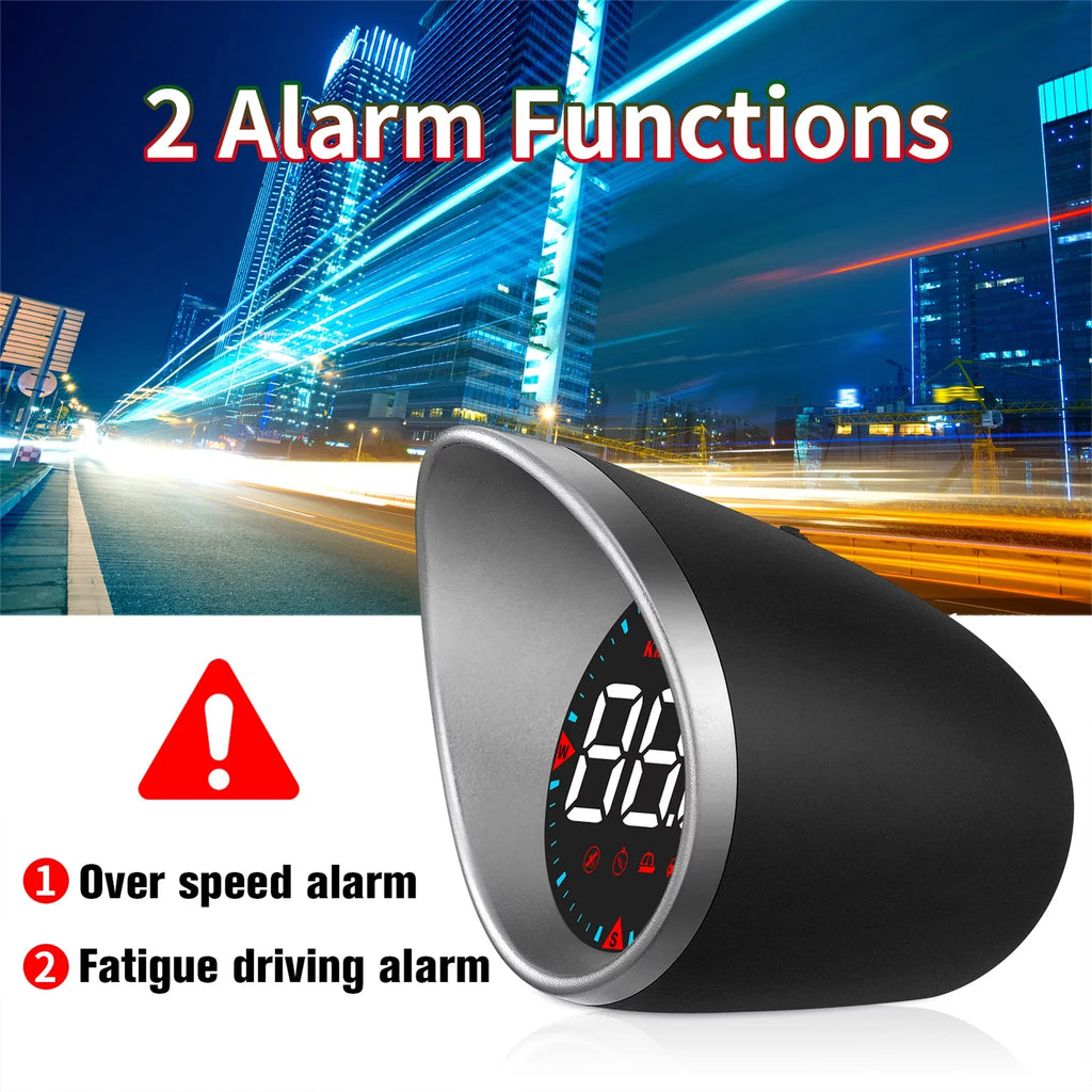 Digital Display Fatigue Overspeed Compass Head-up and Speedometer Driving Display Mileage, Arealer Angle, Driving CarCar