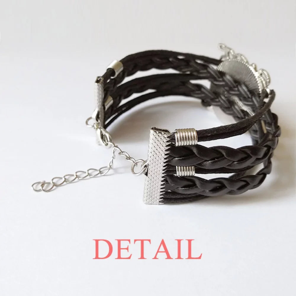Rope Verlion Bracelet Accessory Watercolor Style Wristband Chinese Knitting Twisted Love Leather Aquamarine