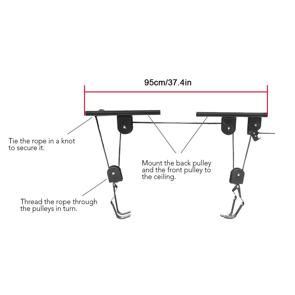 Overhead Garage Bike Radirus Duty Bike Ceiling System, Hanger, Rack Pulley Heavy Lift Storage