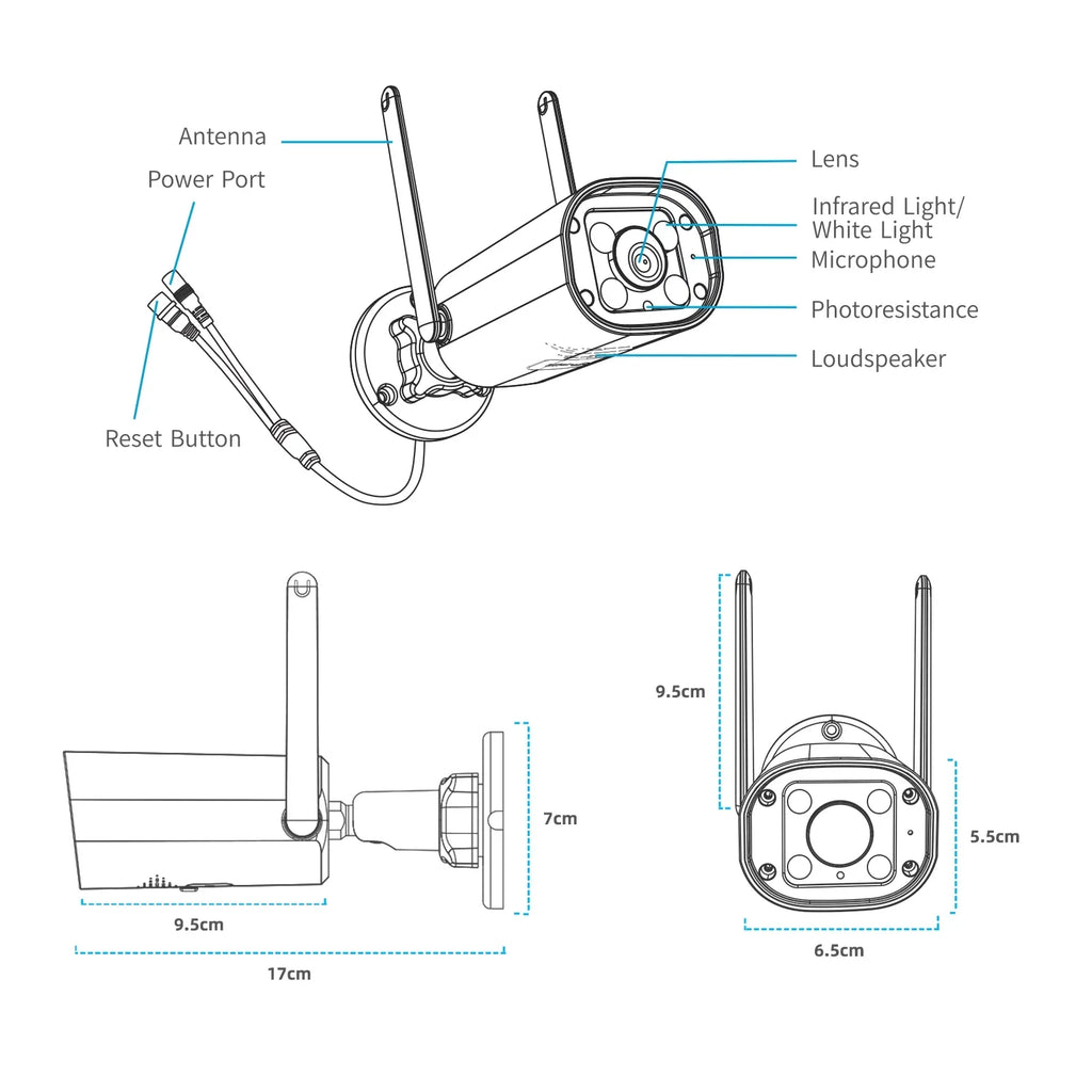 SC27 System Toguard 2K/3MP Monitor WiFi Surveillance Wireless Connector Outdoor Camera Bullet CCTV 7" Camera with Security