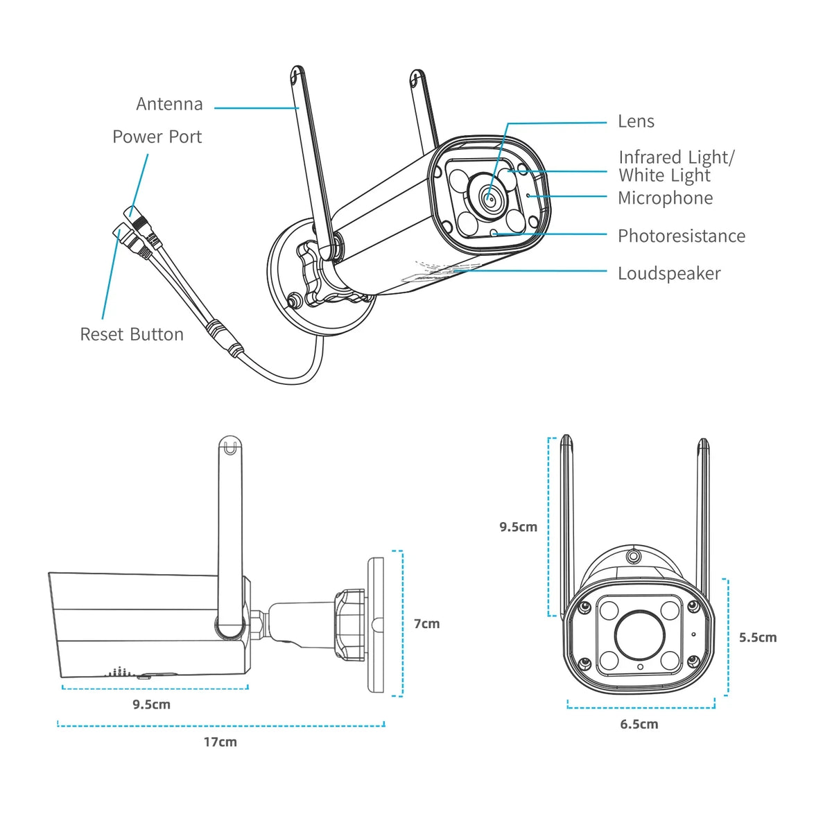 SC27 System Toguard 2K/3MP Monitor WiFi Surveillance Wireless Connector Outdoor Camera Bullet CCTV 7" Camera with Security