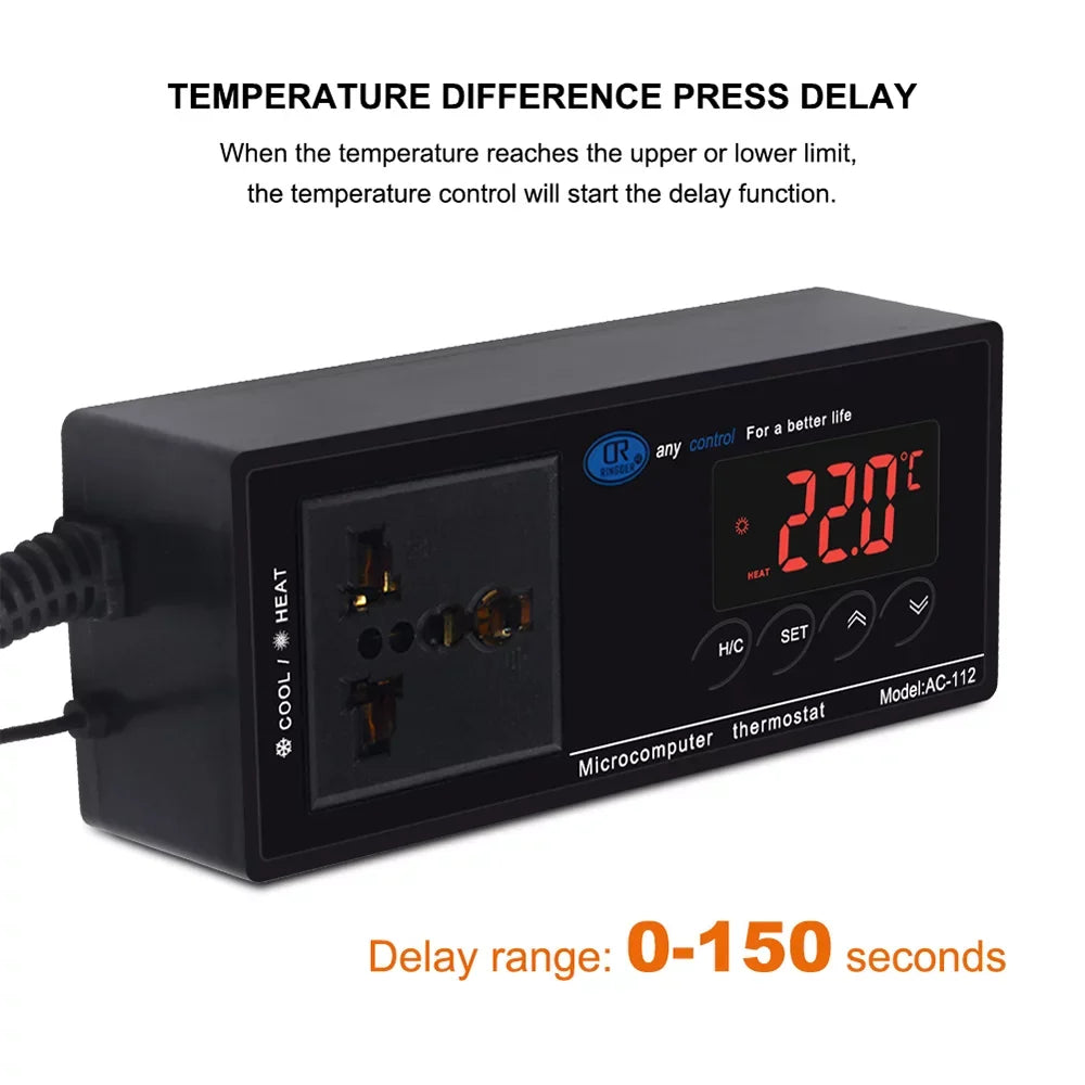 Cooling Outlet Controlled Brewing Carevas Controller Digital House & Home Incubation Freezer Thermostat for Mode Plug with Thermostat -40℃~110℃ Heating Green Chest Reptile Reptiles Temperature