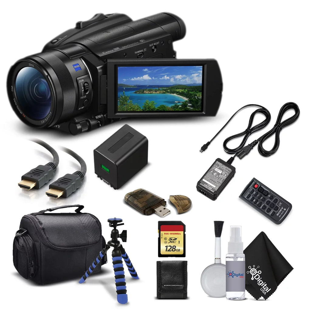 '+ More Handycam Sony HD FDR-AX700 Camera Star Memory 128GB with and HDMI 4K Video + Cable Carrying Case - Camcorder Card
