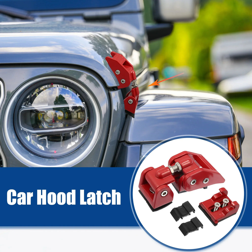 4 Unlimited Door Unique for & Jeep 1 Wrangler Bargains Pair Door JK 2 Red Front Catch Hood Latches Hood Fit Locking