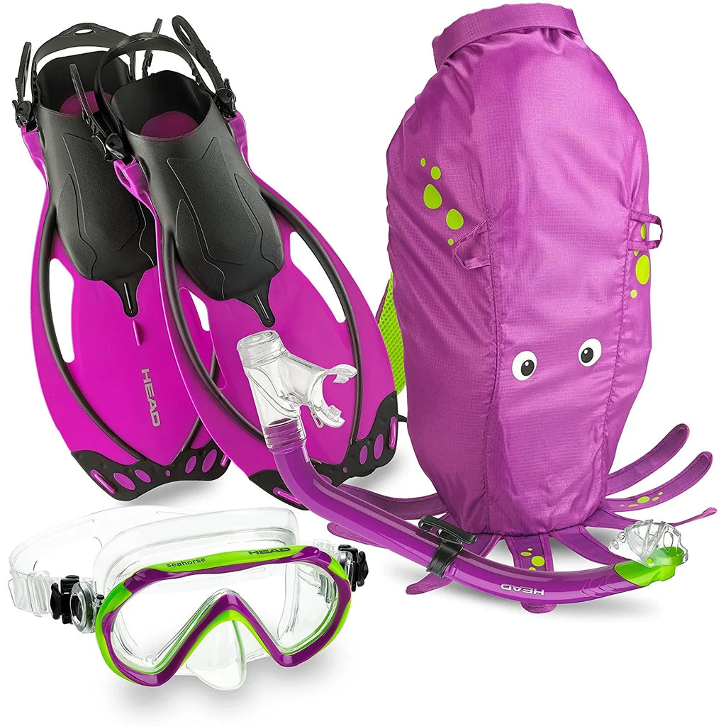 HEAD Set, Purple, LXL Mask Sea & Fins Pals Premium Youth 480315SFSQULXL Snorkel