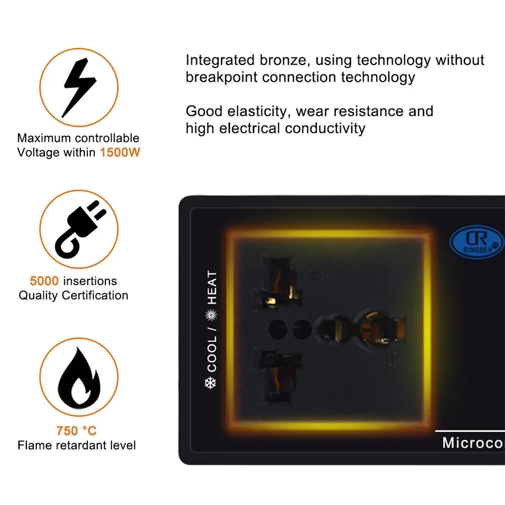 House Brewing Cooling Incubation Outlet Freezer Chest Heating Reptile Home Reptiles for Thermostat Controlled Digital Green -40℃~110℃ Controller & with Lepmerk Temperature Thermostat Plug Mode