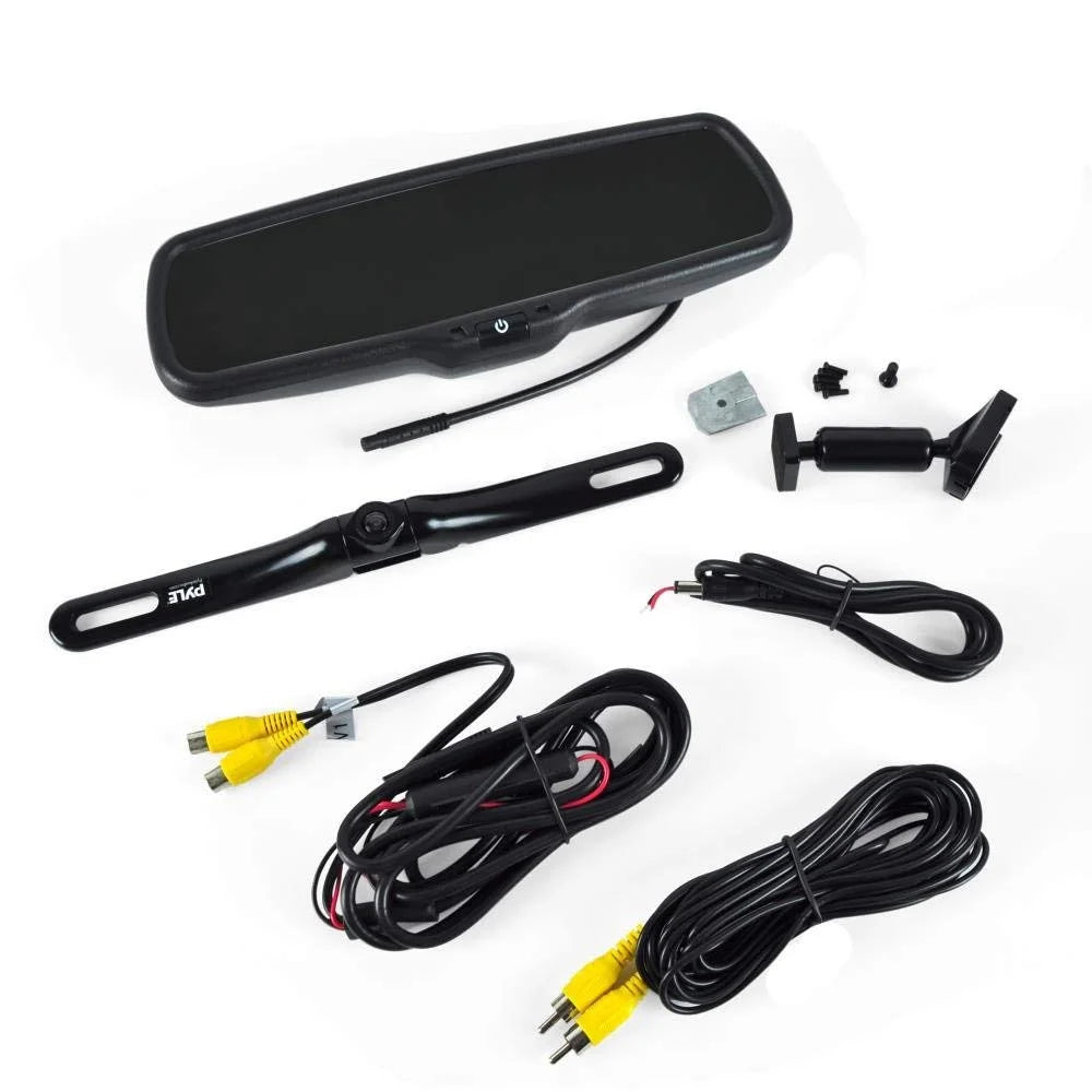 Rear Lines Backup & PYLE PLCM4550 Safety Mirror Distance - Parking Camera System Scale View Reverse with Screen Monitor Car