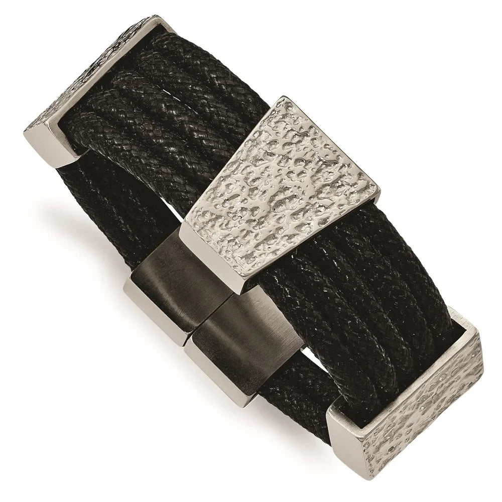 Multi-strand Stainless and Steel mm Fancy in Polished Cord 8 Textured Bracelet
