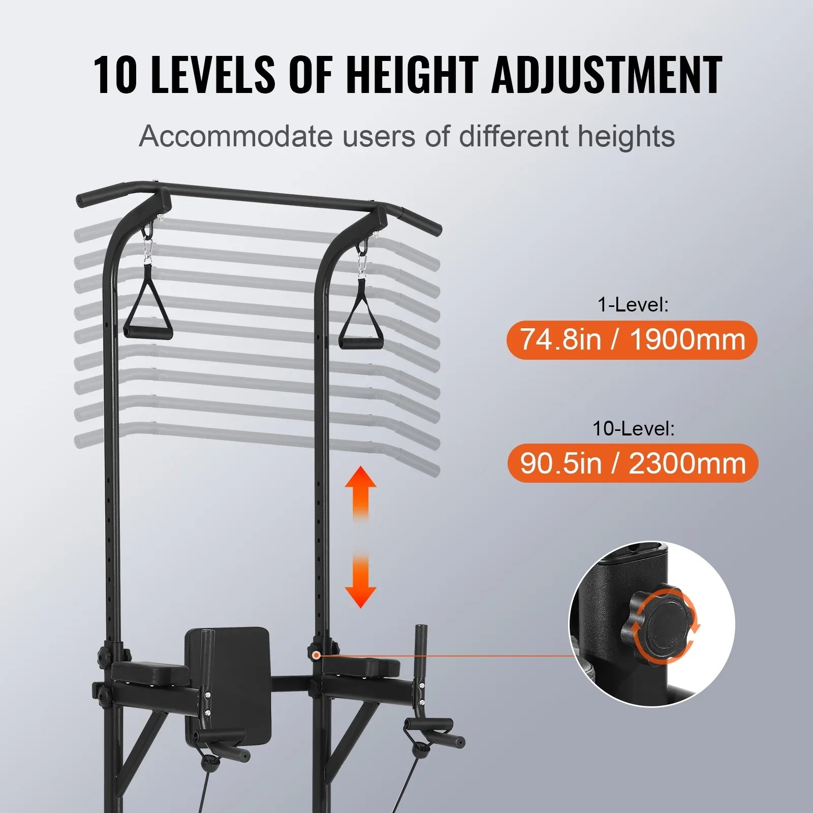 Stand Elbow for Carbon Power Equipment Tower Up Strength Training Workout Adjustable Backrest Station, Heavy Rack Power Frame Height SKYSHALO Fitness Pull Pad, Dip Home w/ Bar Steel Duty