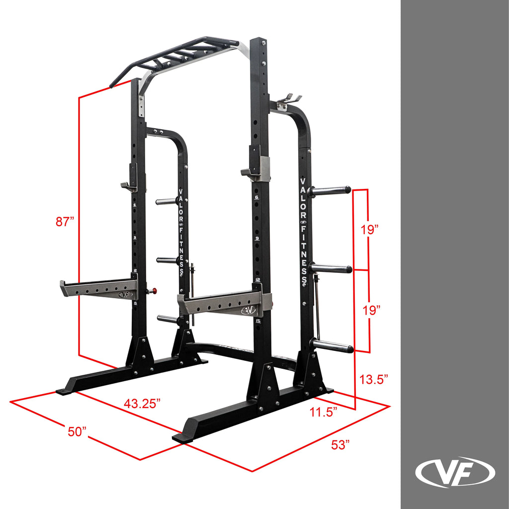 Squat Resistance 5 – -BD-58 Machine and Position Half Up Pegs Storage, Station Multi-Grip Fitness lbs – Equipment Power 1000 Adjustable Rack Height, Plate Max Valor Rack & Band – Bar Pull -