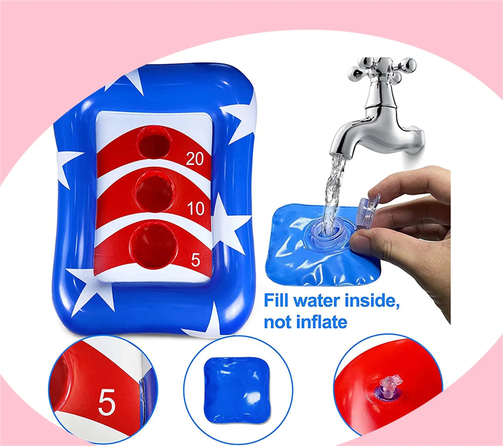 Toss Pool Game Toys Flag Inflatable Outdoor Ring Toss Cornhole Set American Pool Games,