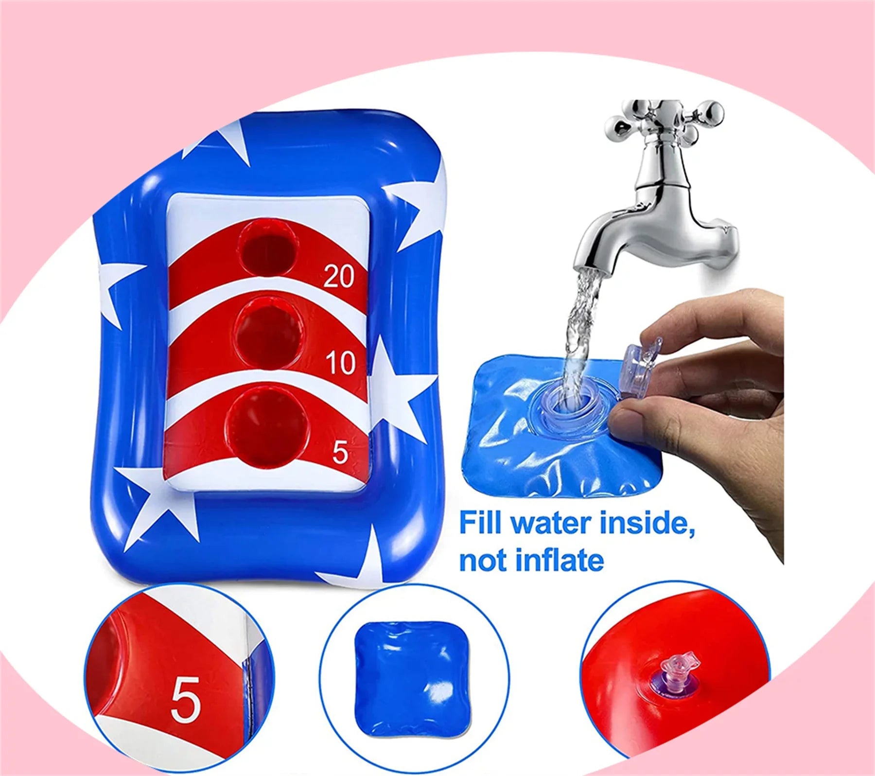 Toss Pool Game Toys Flag Inflatable Outdoor Ring Toss Cornhole Set American Pool Games,