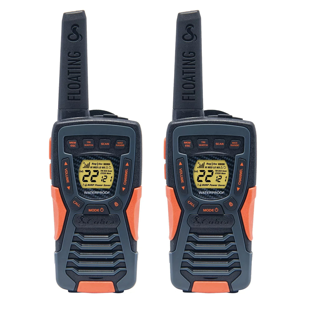 37-mile ACXT1037R-FLT Walkie (2-Pack) Cobra Floating, Talkies Two-Way Radios Rechargeable - Range