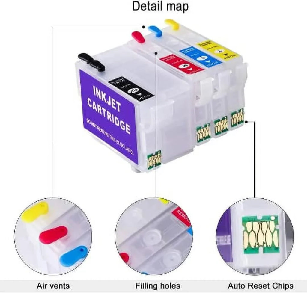 Fit Chip Conversion for Cartridges Pigment, Epson for WF-2850 Ink WF-2830 Cartridge Dye, 212XL 212 Ink Printer Sublimation 4105 Printing Empty with Single-use DTF XP-4100 XL