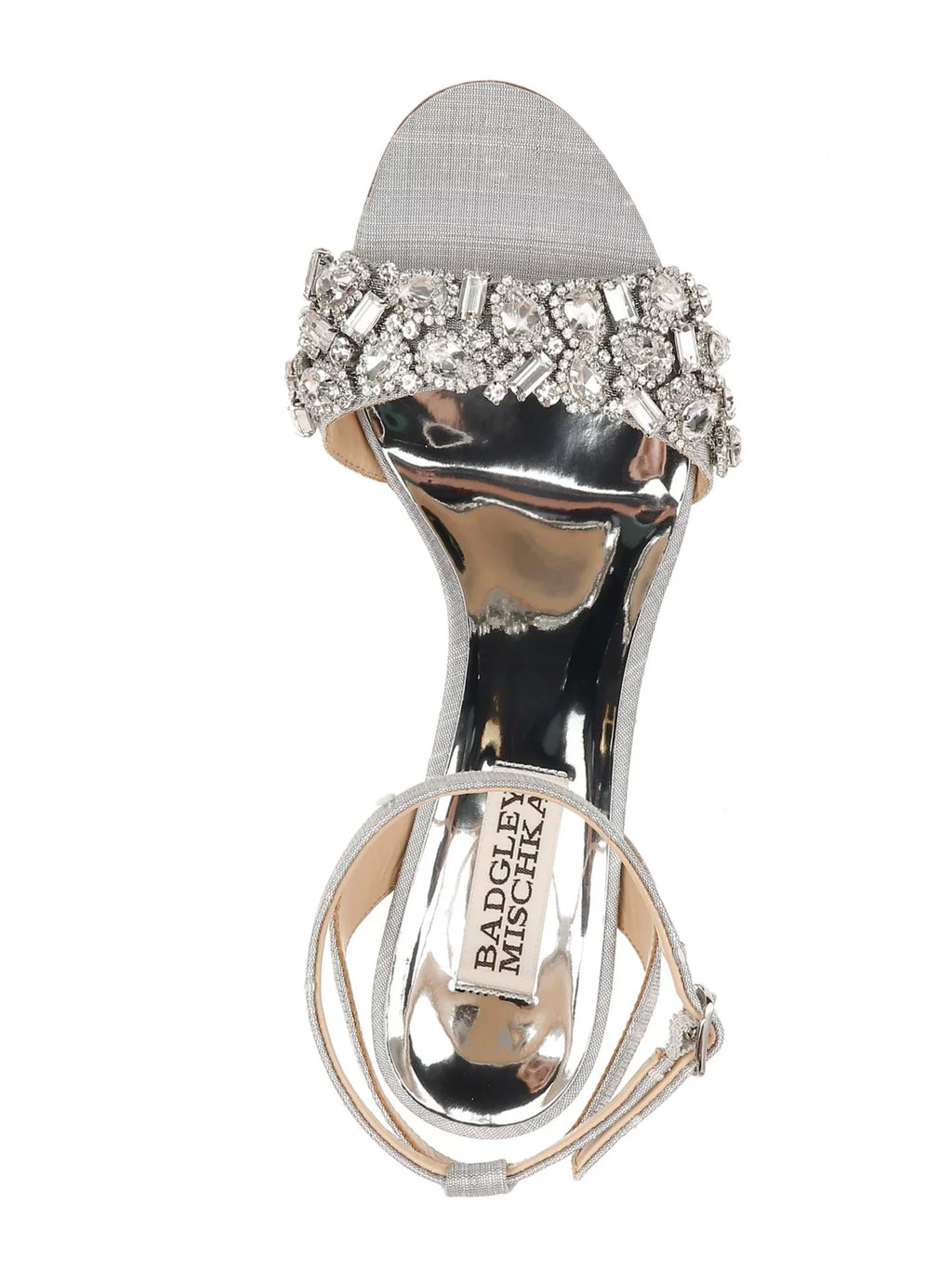 Buckle Rhinestone Toe Silver Block 7 Sandals Heel BADGLEY Shoes Womens Dress Strap Metallic MISCHKA Round Toe