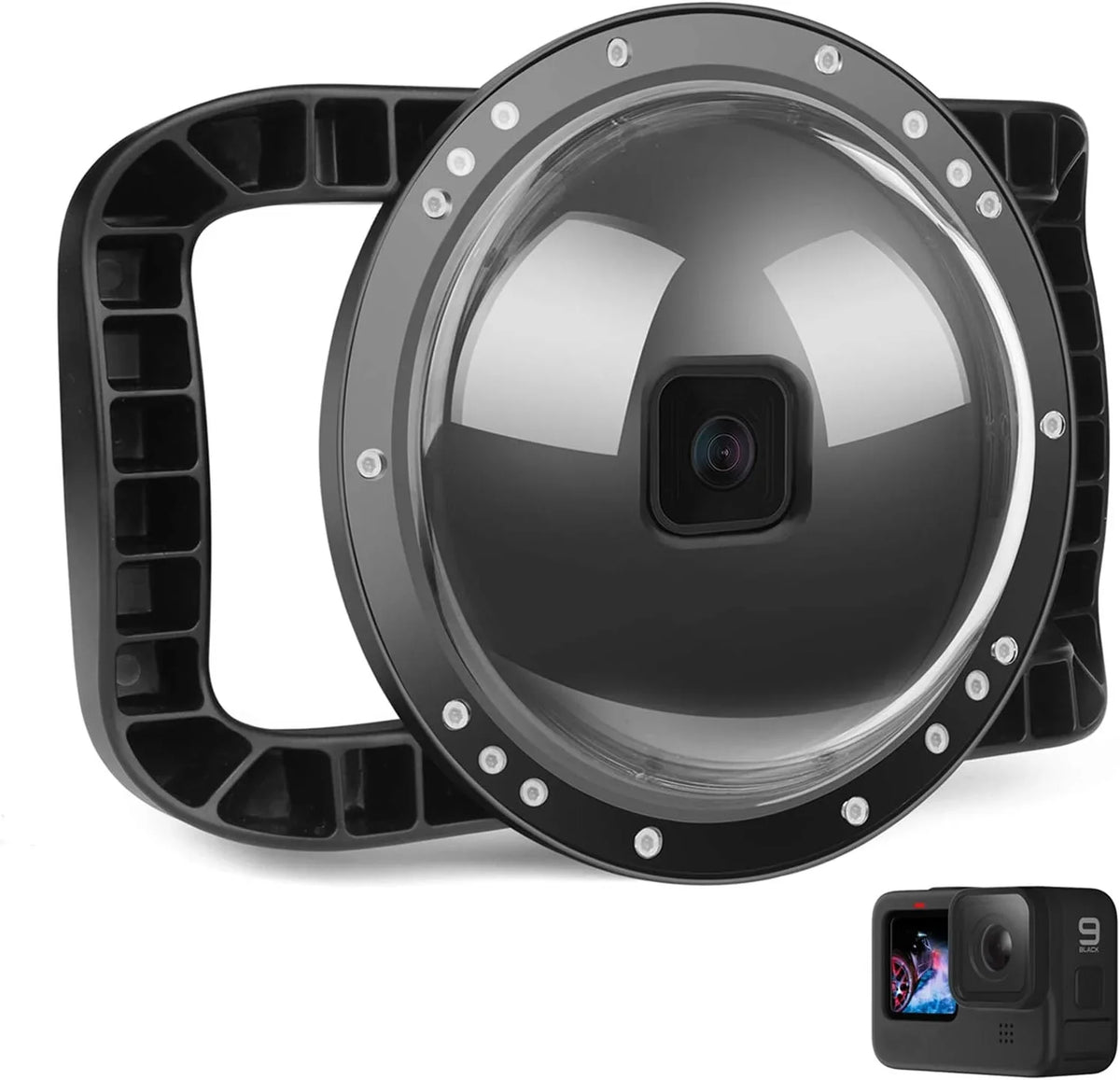 Builted-in GoPro Dome Port for Handles 9 10 Two Black/Hero Lens Black, Dome Black/Hero Black/Hero 12 Hero 11
