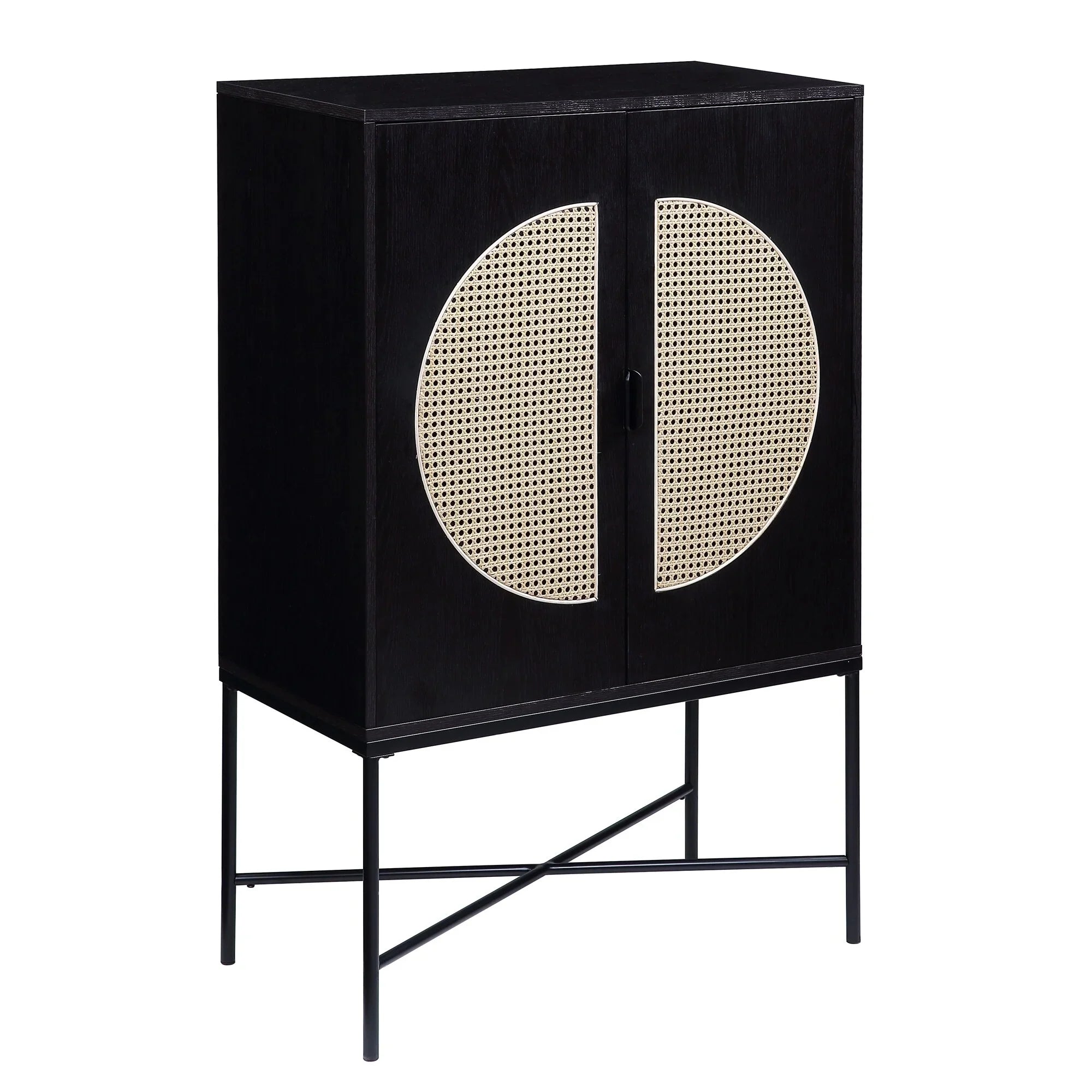 Cabinet & Black Wine Locker Finish Wine Wood Rack, BESTCOSTY Metal