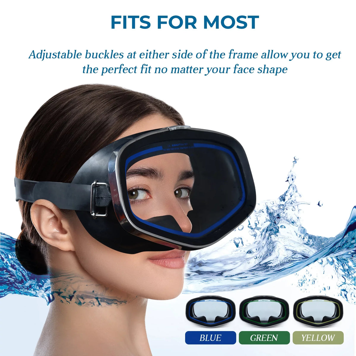 for Diving Tempered Snorkeling Glass - Mask Mask Molding and Hanway Mask-Blue – Goggles Adjustable Adva Silicone – Swimming Professional Snorkel Buckle Diving Scuba