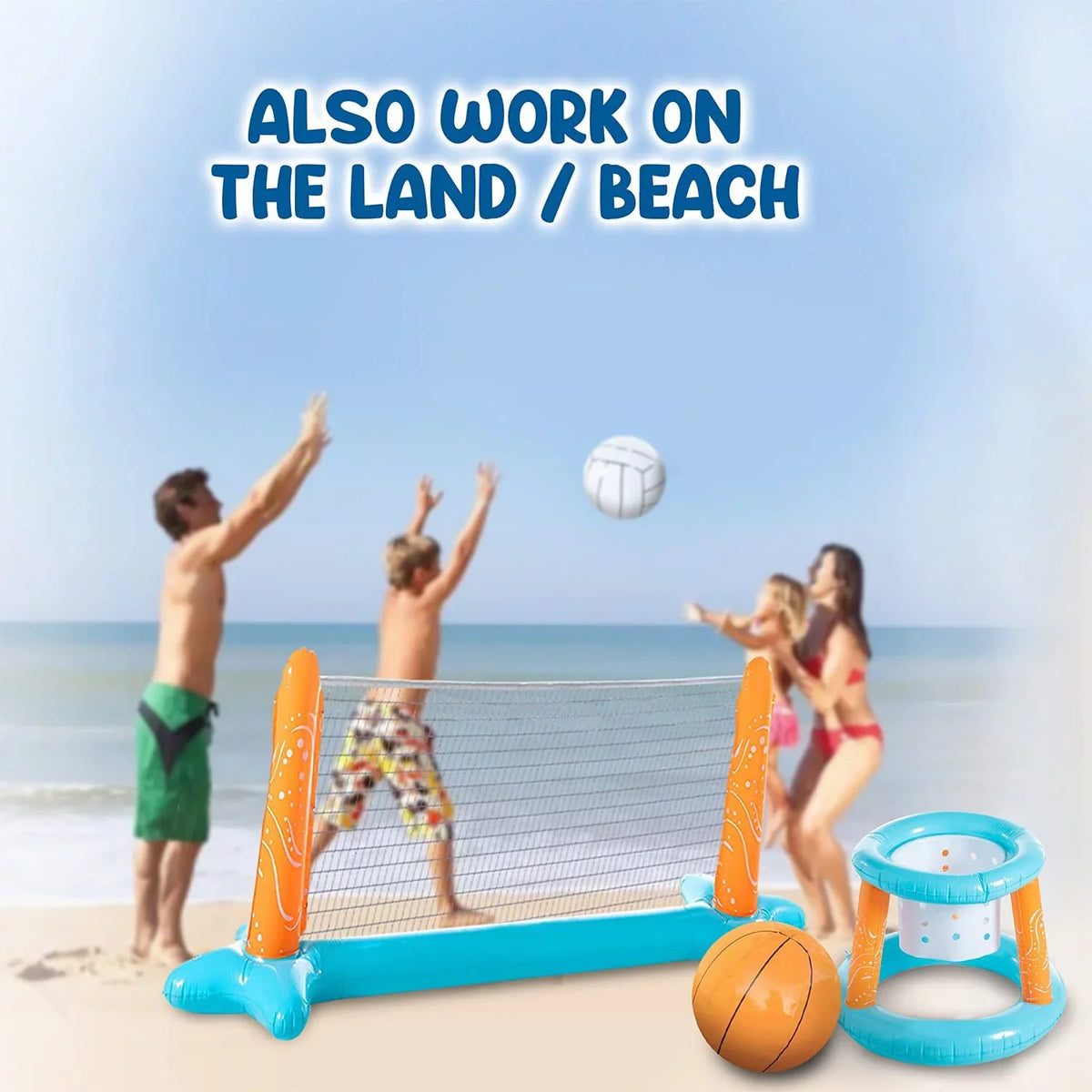 Summer Hoop Toys Pool Kids Pool Junipel Set Adults Swimming Net Water Floating, and Toys, Floaties & Basketball Volleyball Teens Light Blue for | Game